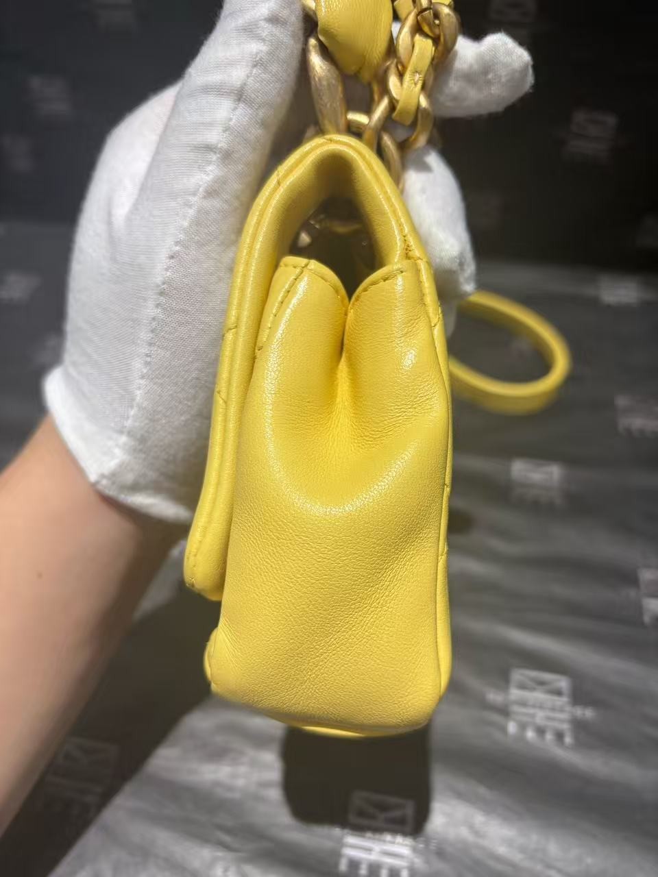 Chanel Classic Flap Large Mini Shoulder Crossbody Bag Yellow Lambskin CandyChain