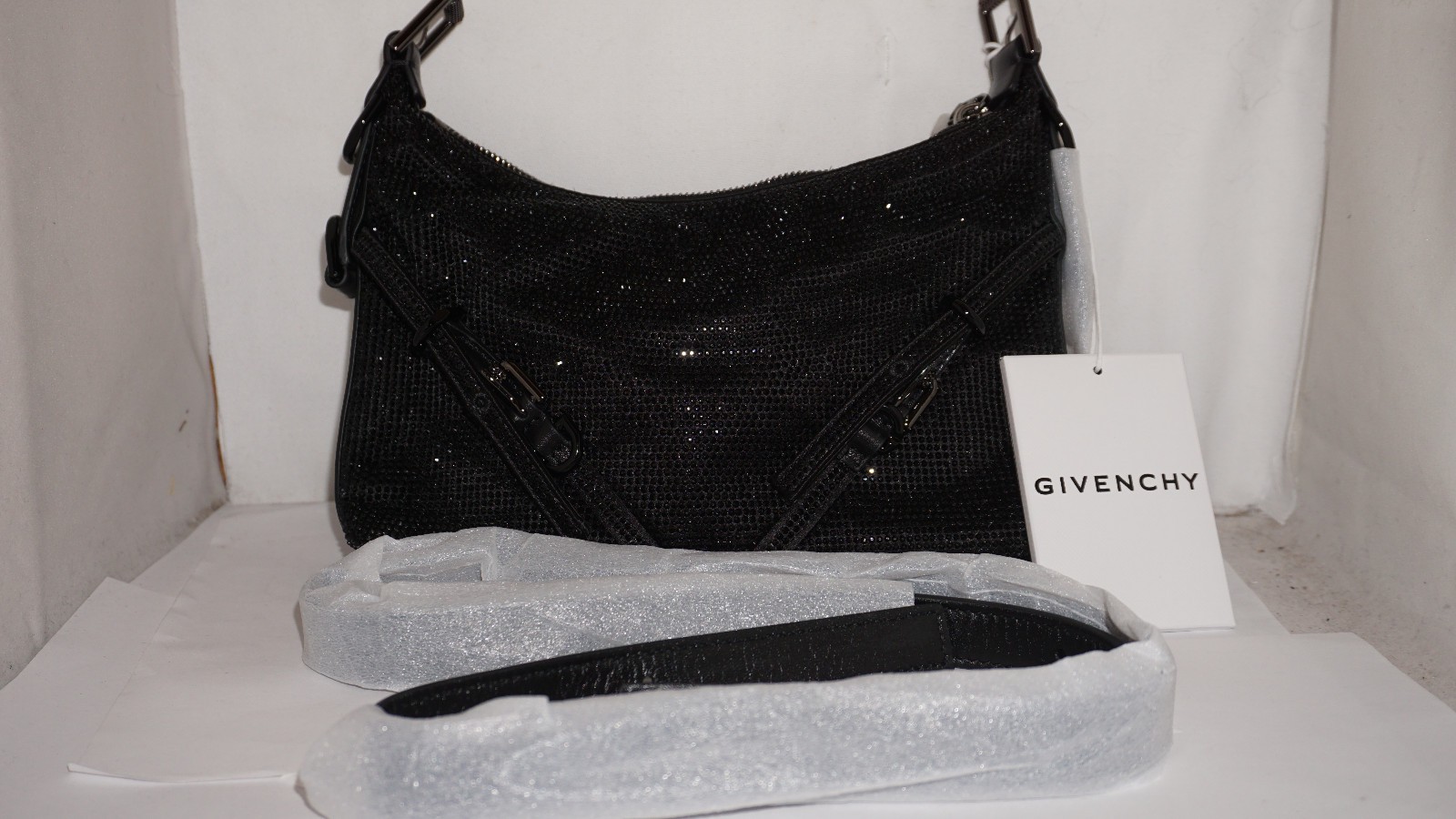 GIVENCHY Womens Mini Voyou Satin Strass Shoulder 9.06 x 8.66 x 2.76