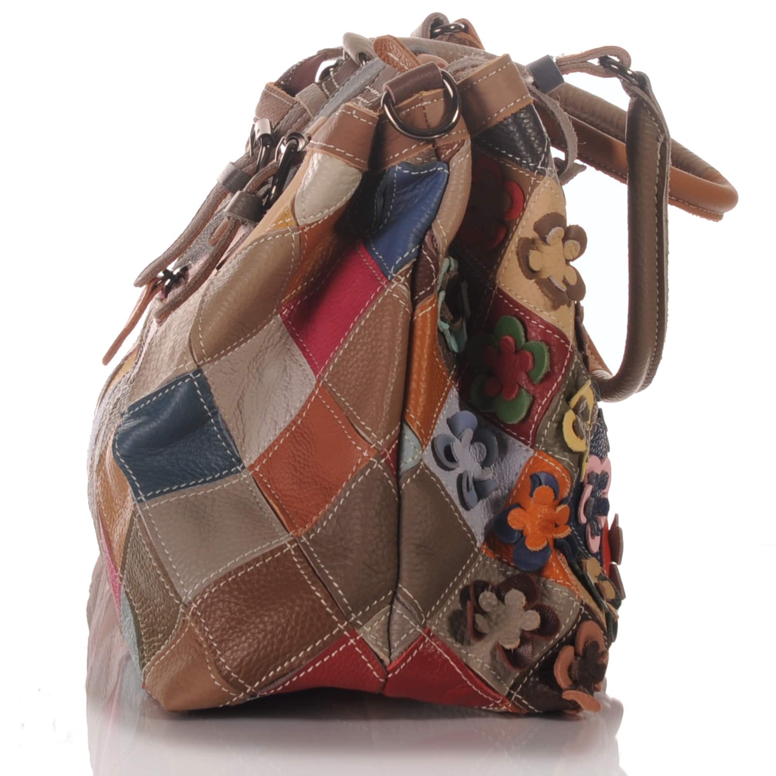 Ladies Patchwork Leather Cross Body City Shoulder Handbag Italy 30658