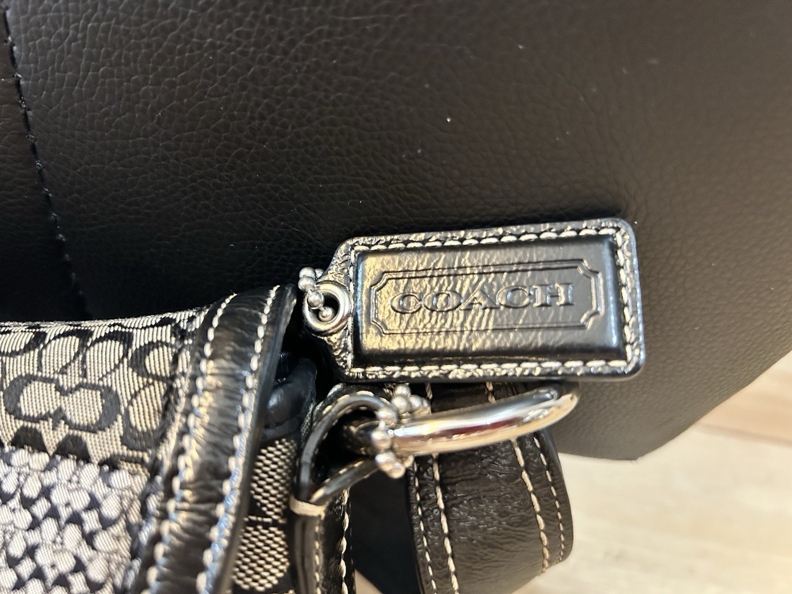 COACH F12316 Soho Patchwork Signature Shoulder Bag Y2K Canvas Leather medium