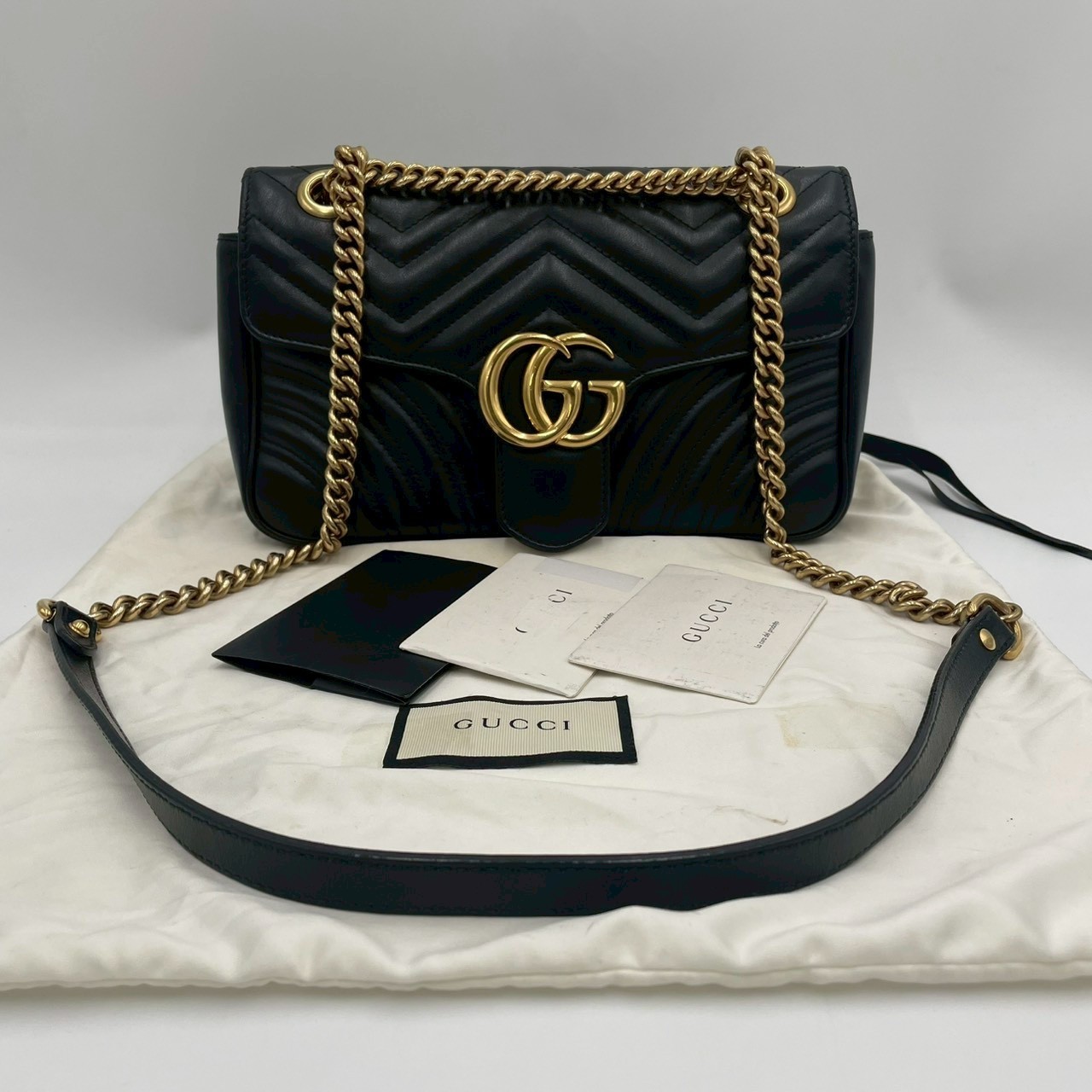 Gucci Black Quilted Leather GG Marmont 443497 Shoulder Bag 2523
