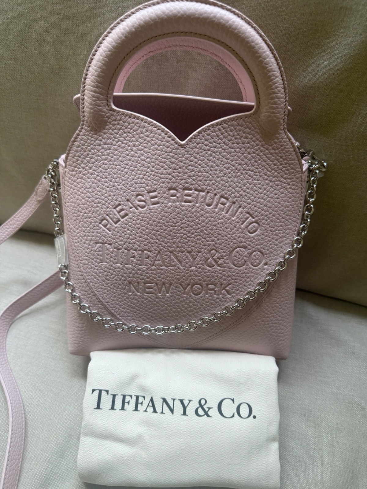 NEW Authentic Tiffany & Co Return To Tiffany RTT Leather Mini Pink Bag on Chain