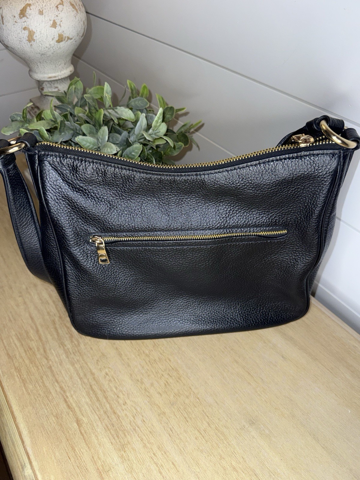 Coach Ellie File Bag Black Pebbled Leather Crossbody Shoulder C1648