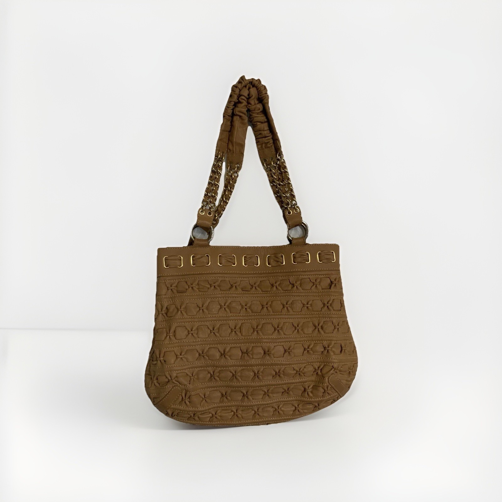 Vtg Isabella Fiore Large Shoulder Bag Brown Woven W Duster Bag Rare