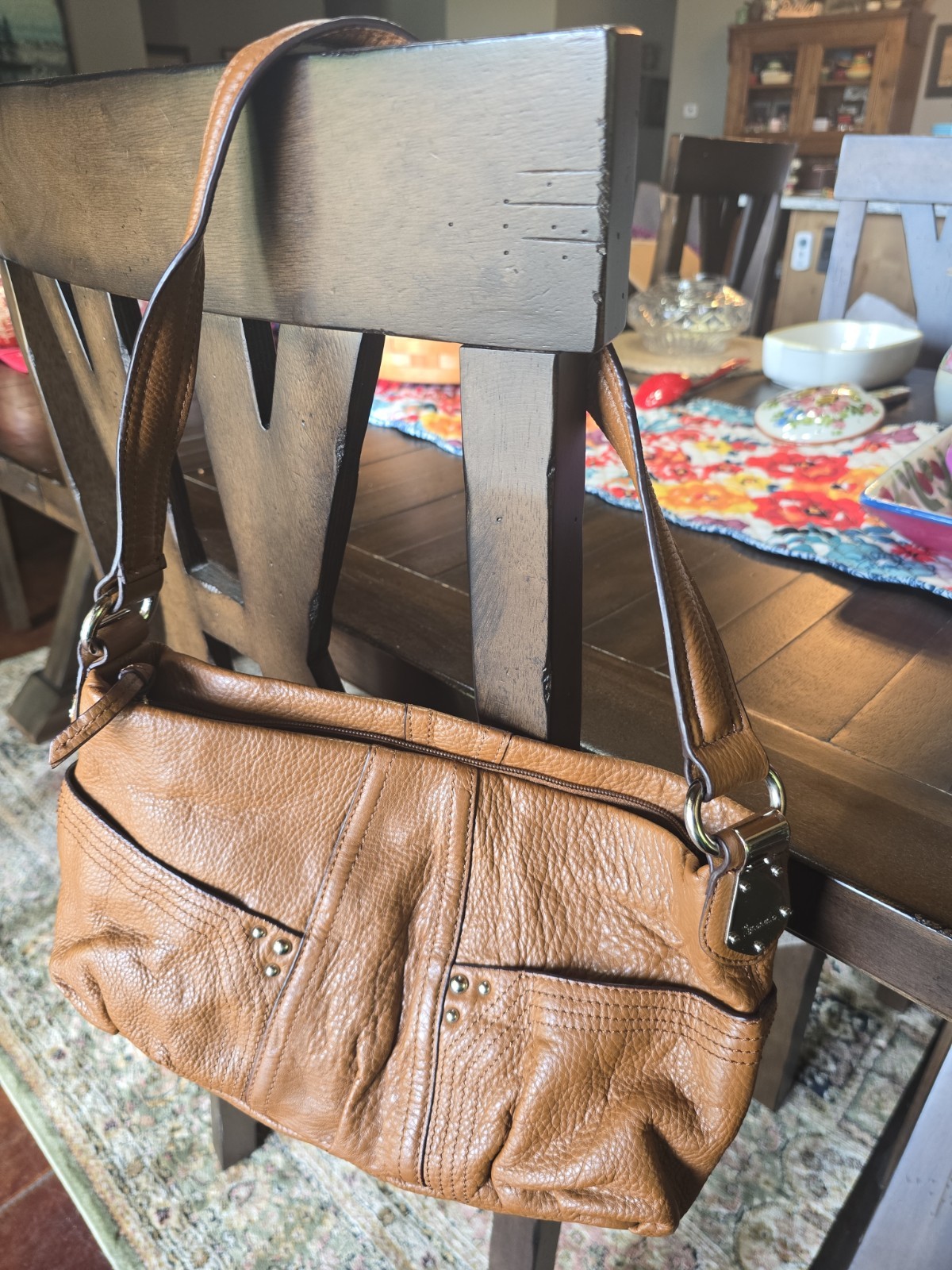 Tignanello Women’s Brown Pebbled Leather Shoulder Bag 11″x7″x3.25″