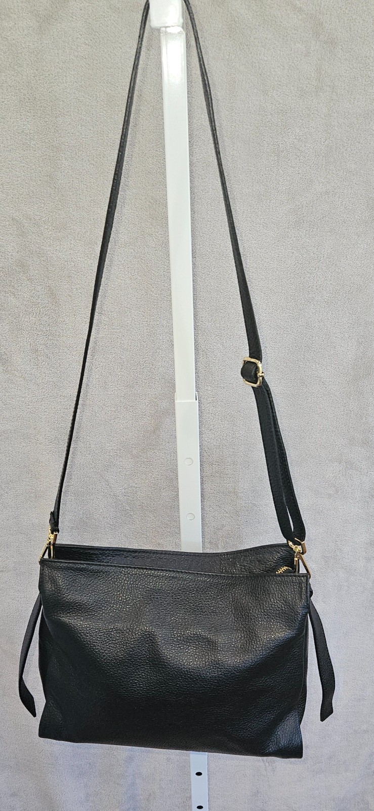 Italian Black Pebbled Leather Shoulder Bag and Crossbody bag Braided Handle NWOT