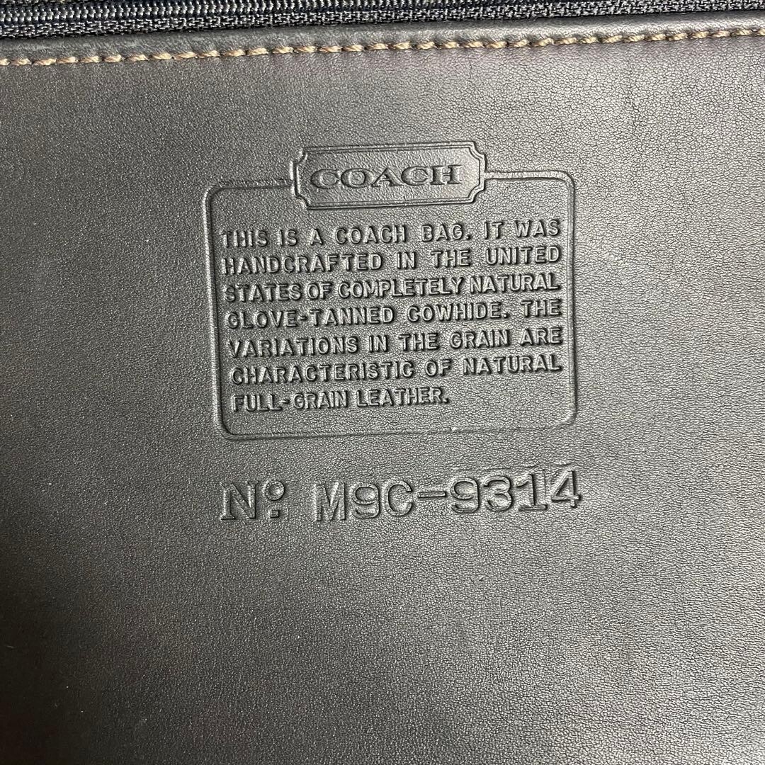 COACH Black Leather Tote Bag Grained Calf M 9314 Gold Hardware 14.6in W