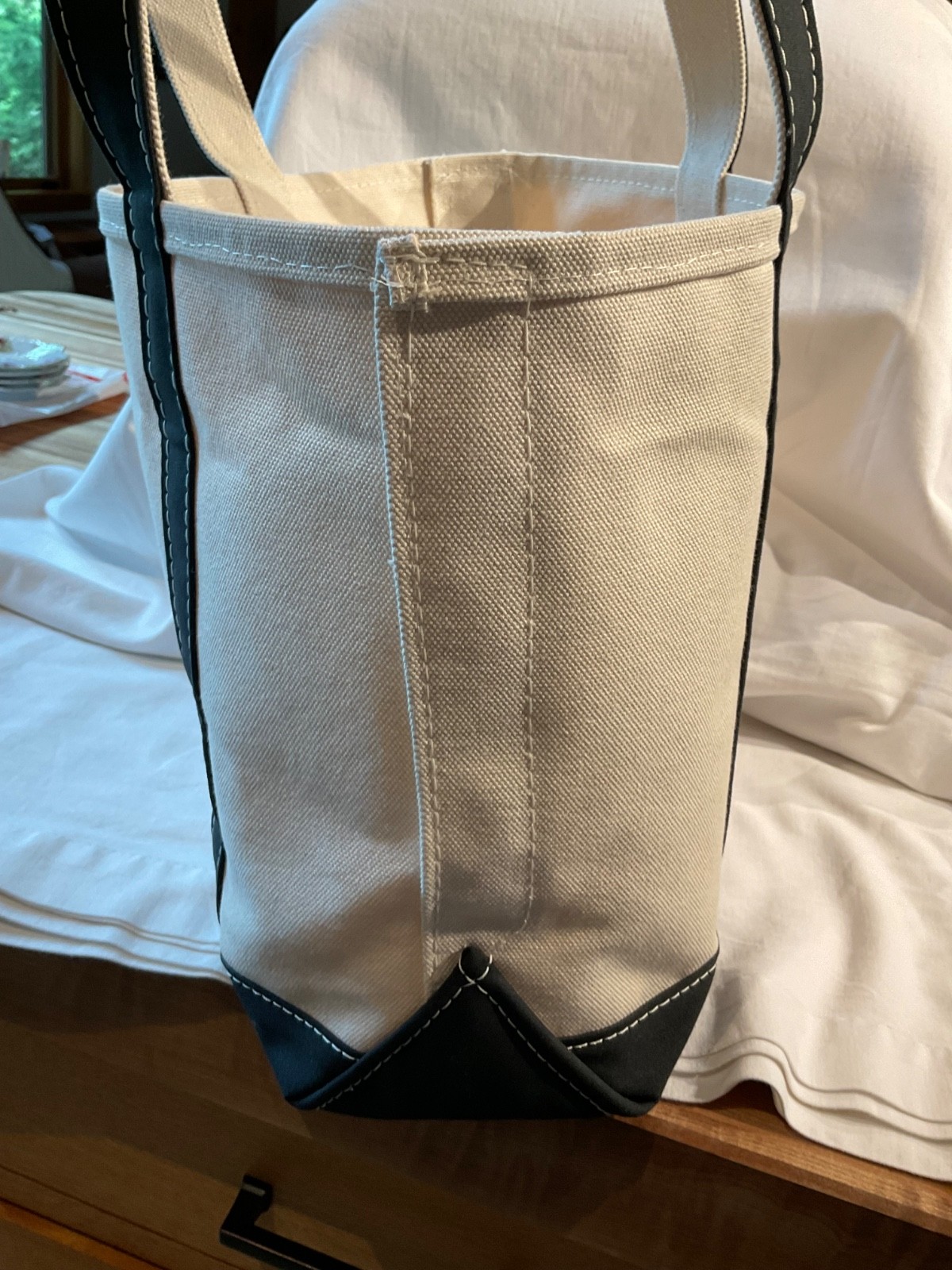 L.L. Bean Boat and Tote Bag Medium Open Top USA Heavy Canvas Embroidery Clean