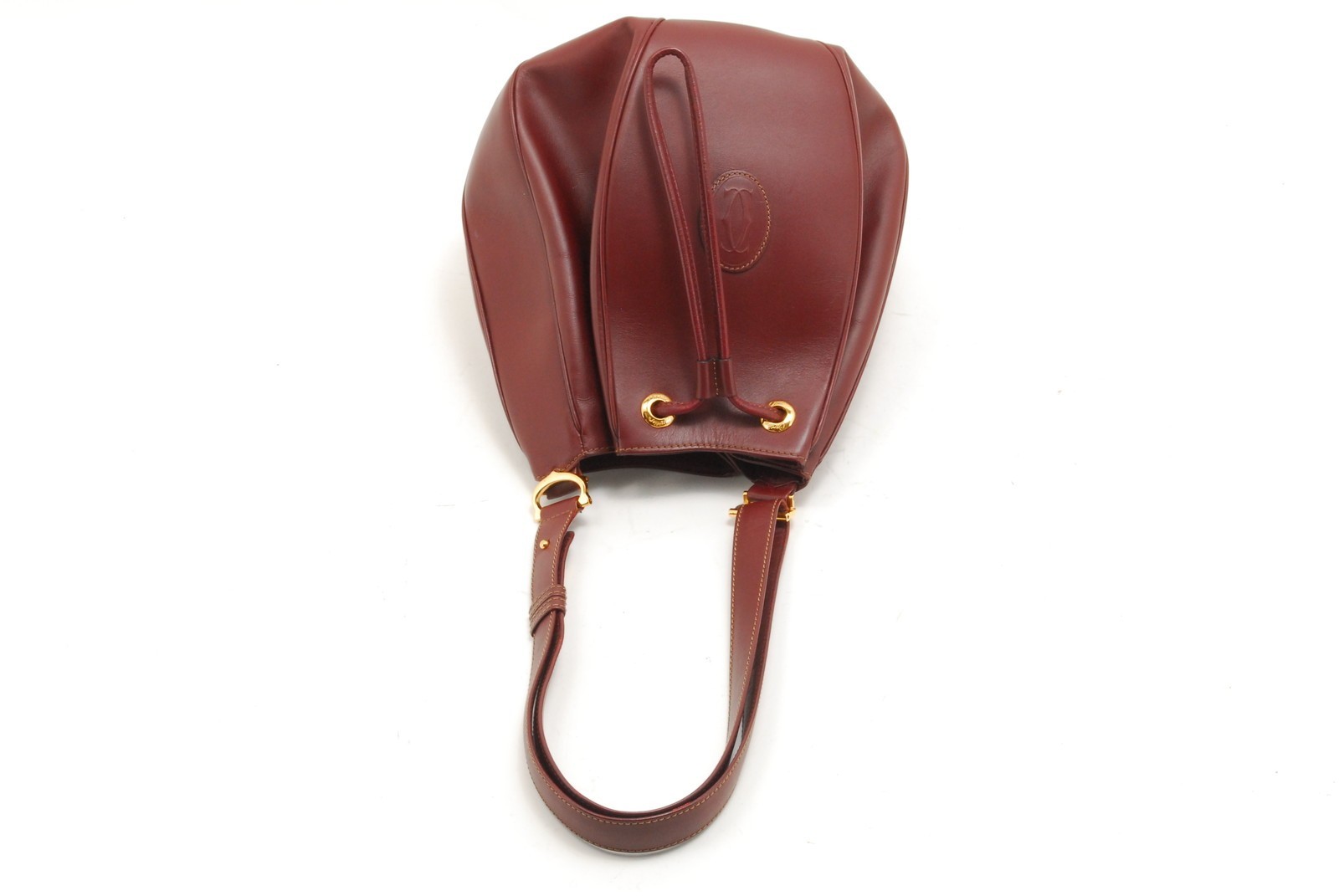 Cartier Must de Cartier Shoulder Bag Crossbody Leather Bordeaux Vintage #1119