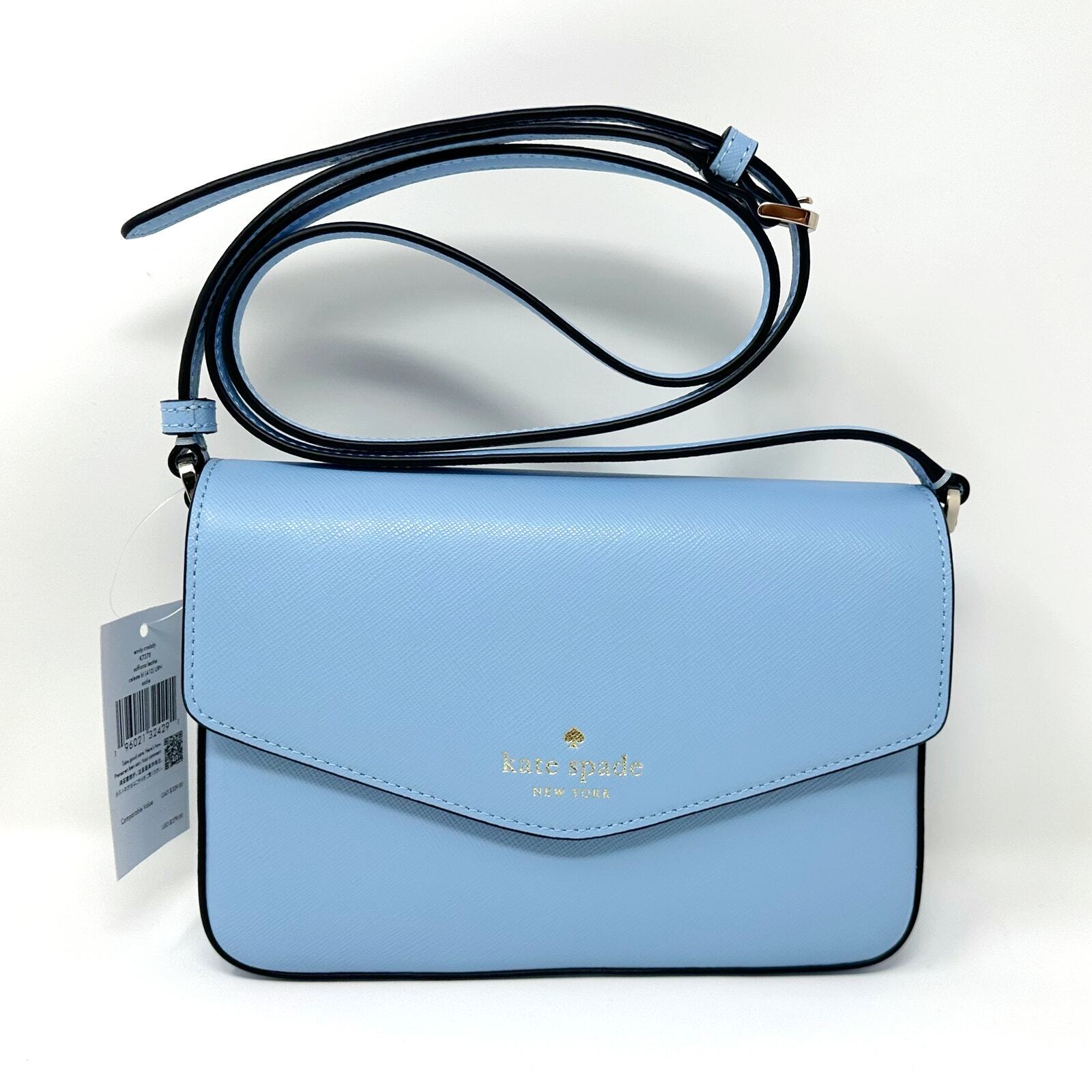 Kate Spade Sadie Envelope Crossbody Purse in Celeste Blue Leather k7378 New
