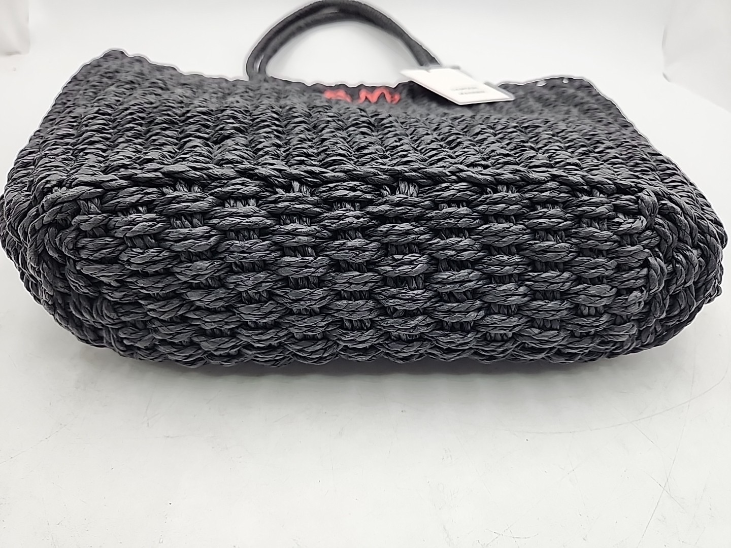 NEW Damson Madder Straw Market Bag with Logo. Black/Red Logo