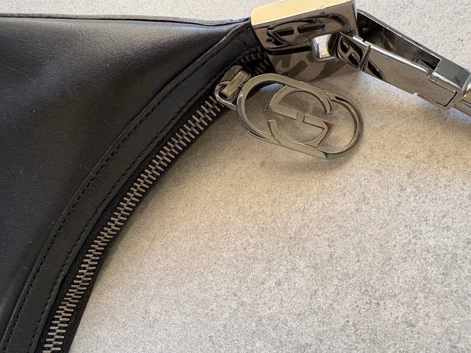 Authentic vintage “Gucci” Bag leather black shoulder GG