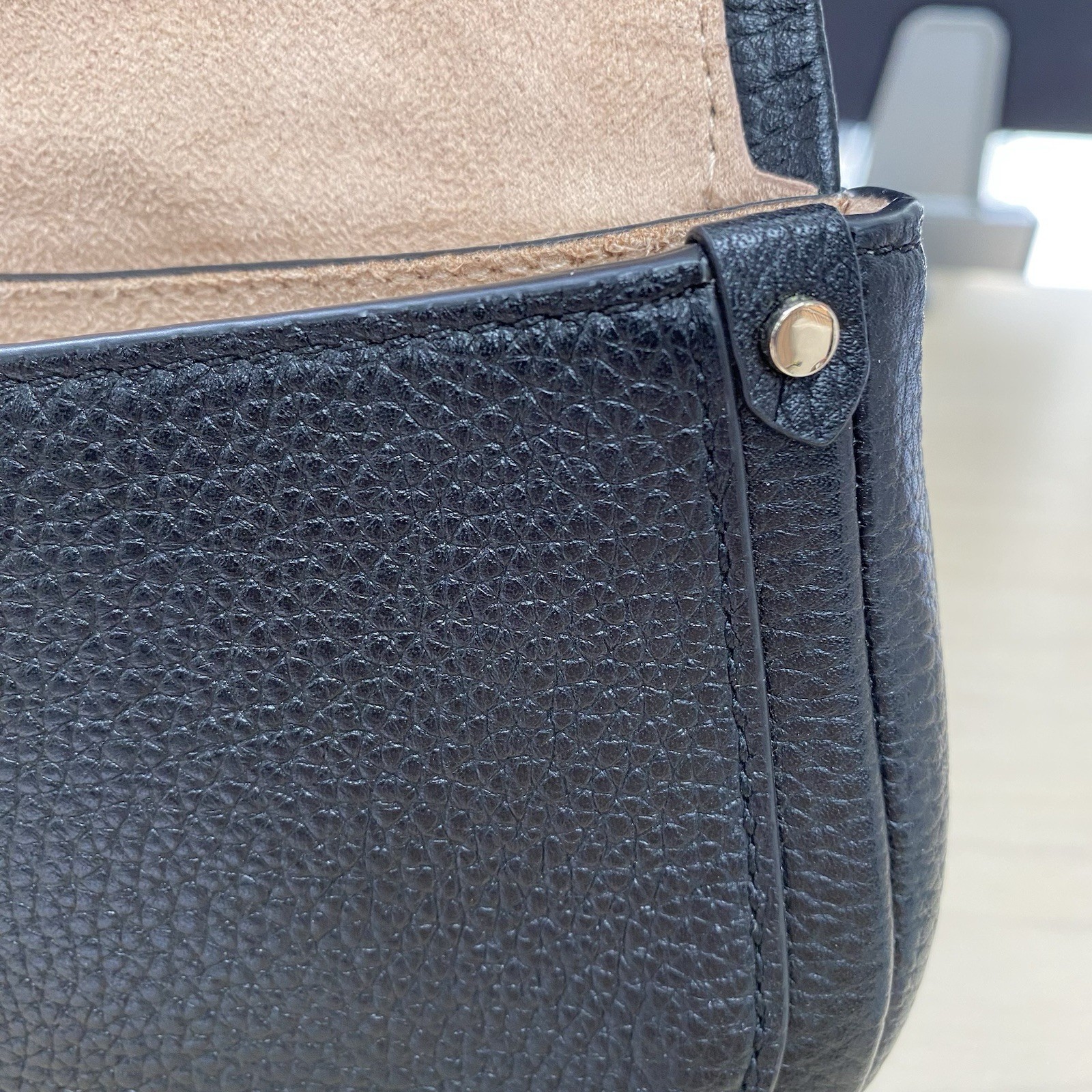 Kate Spade Roulette Medium SaddleBag Crossbody Pebbled w/Microsuede Lining Black