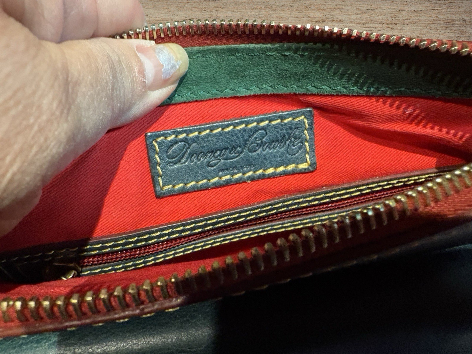 Dooney Bourke Teal Blue Green Florentine Leather Front Pocket Crossbody Bag