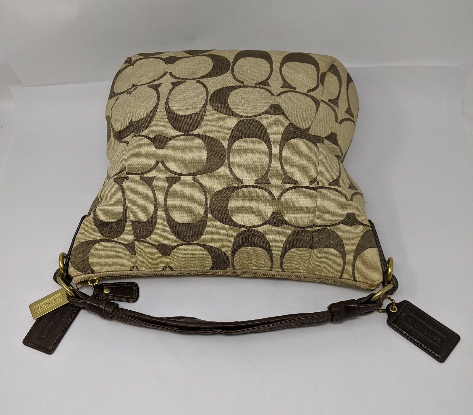 Coach Kristin Signature Ott Hobo Bag Purse 14786 Retired Khaki Mahogany