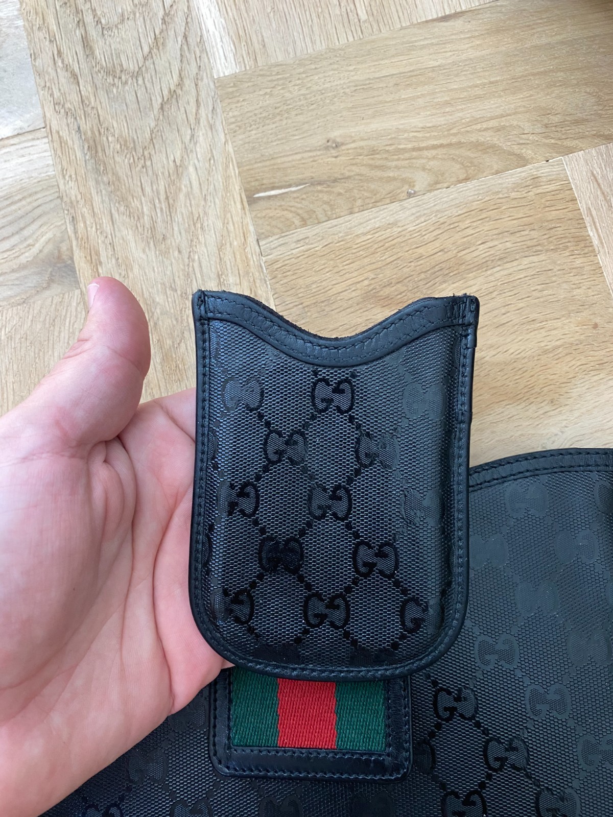 Gucci Fiat 500 Black GG Monogram Imprime Web Duffle Bag + iPad & Blackberry Case