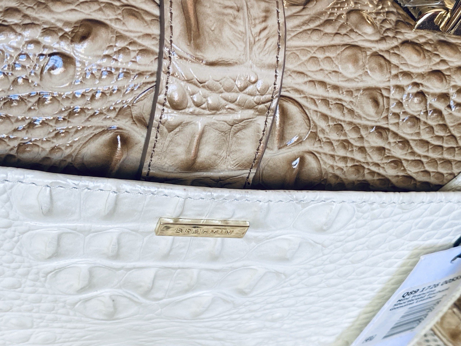Brahmin Hallie Two-tone Embossed Leather Satchel With Detachable Strap NWT