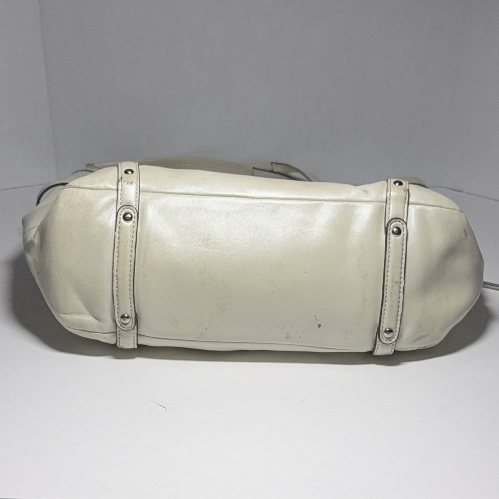 Coach Andie Large Leather Shoulder Bag Cream Perforated C Logo