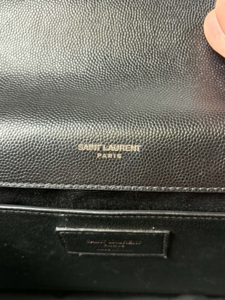 YVES SAINT LAURENT YSL Black Pebbled Leather Medium Kate Bag Purse SPB JA-367230