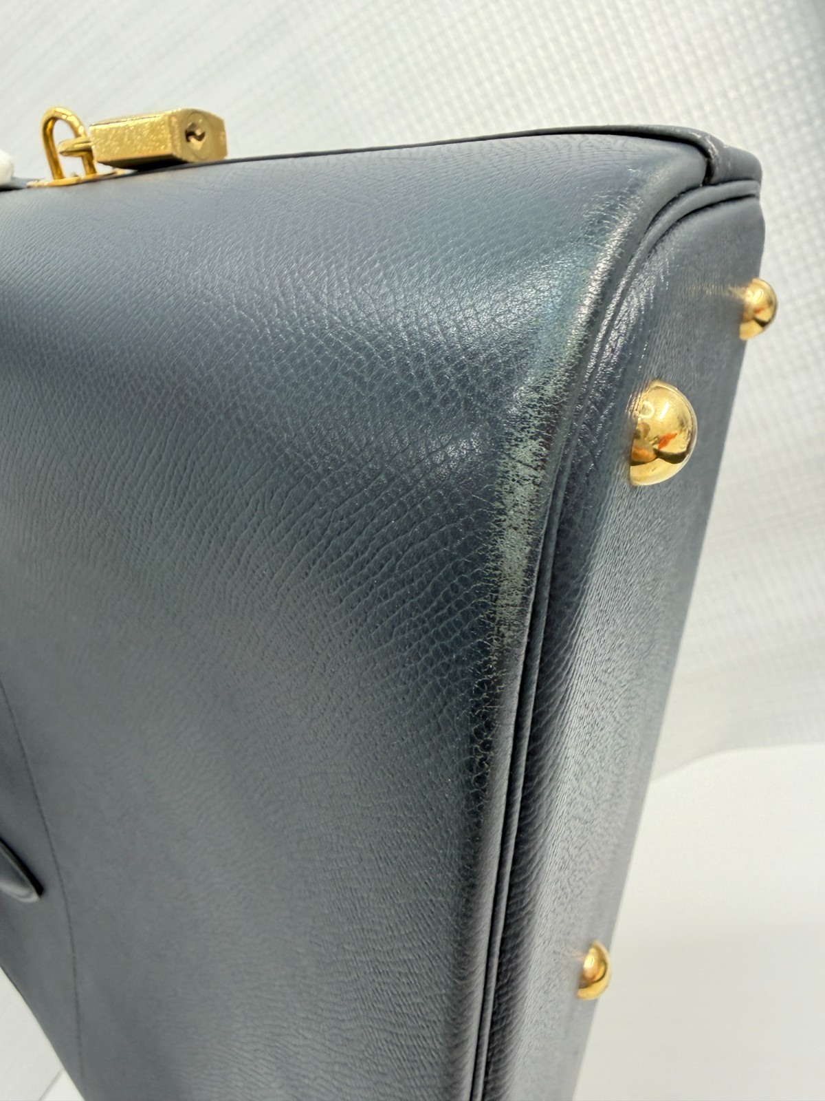 Hermes Bole 35 Shoulder Bag Silver Blue □C Women’s