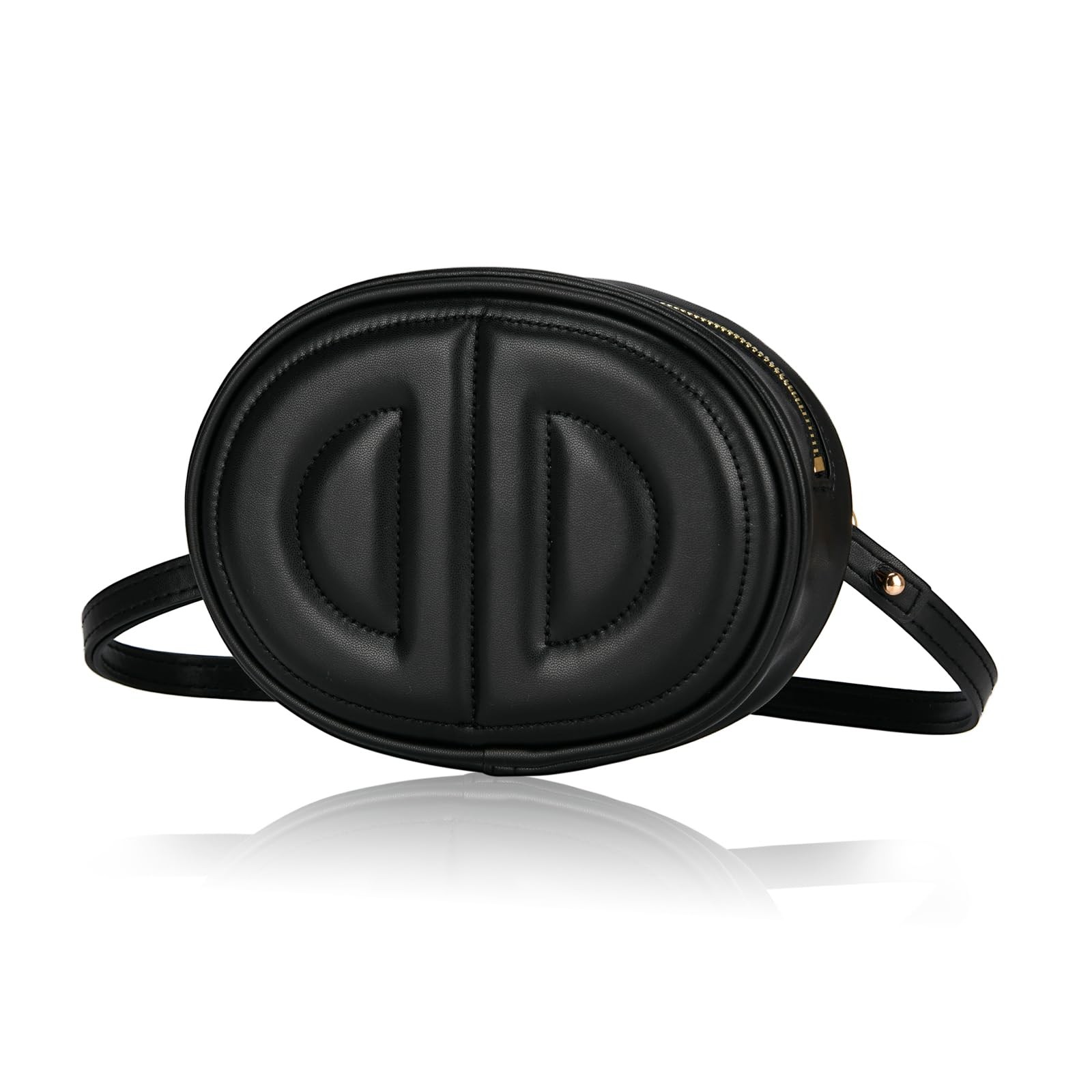 Black H Fashion Small Crossbody Pack Exquisite Leather Belt Bag For Women