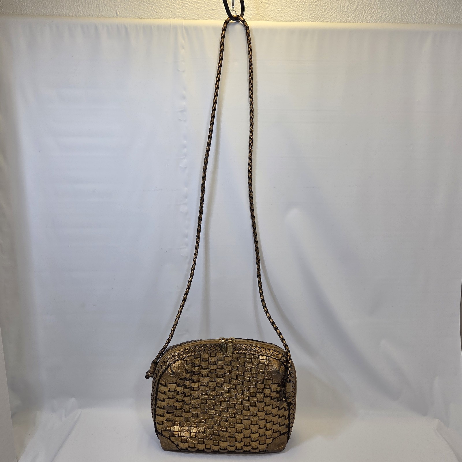 Ceeklein Leather Woven Crossbody Shoulder Bag Bronze Boho Braided Purse Festival