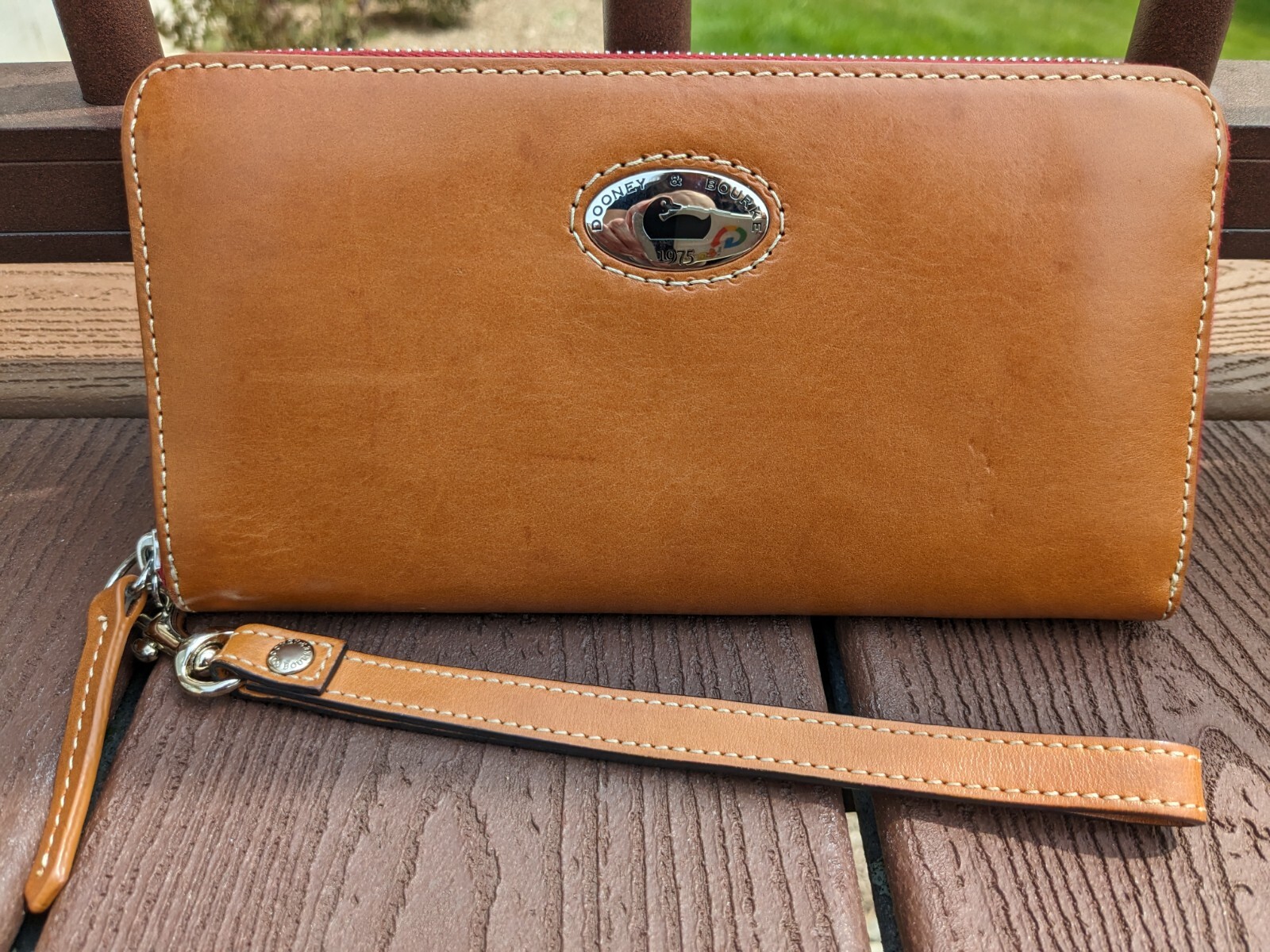 Dooney & Bourke Natural Florentine Toscana Large Zip Around Wristlet Wallet
