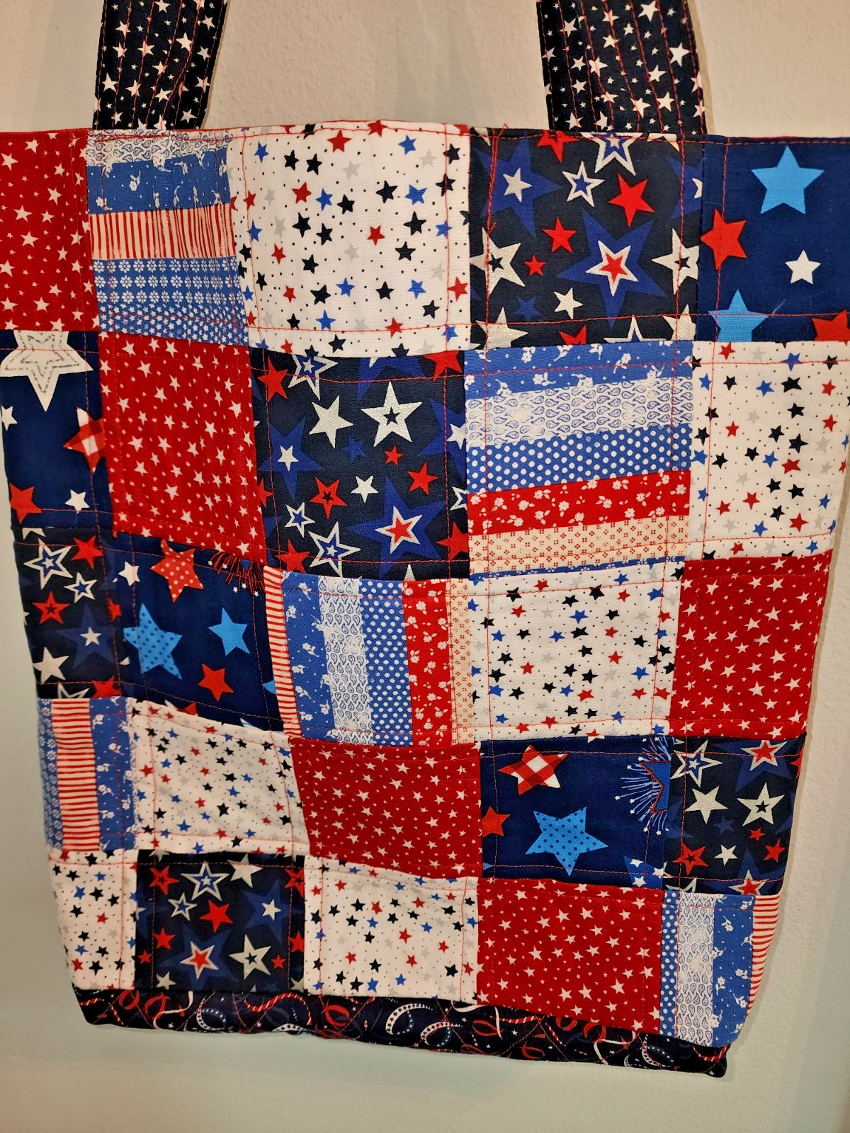 Reversible 4th of July Tote Bag – Handmade – Washable Shoulder Bag – USA Patriot