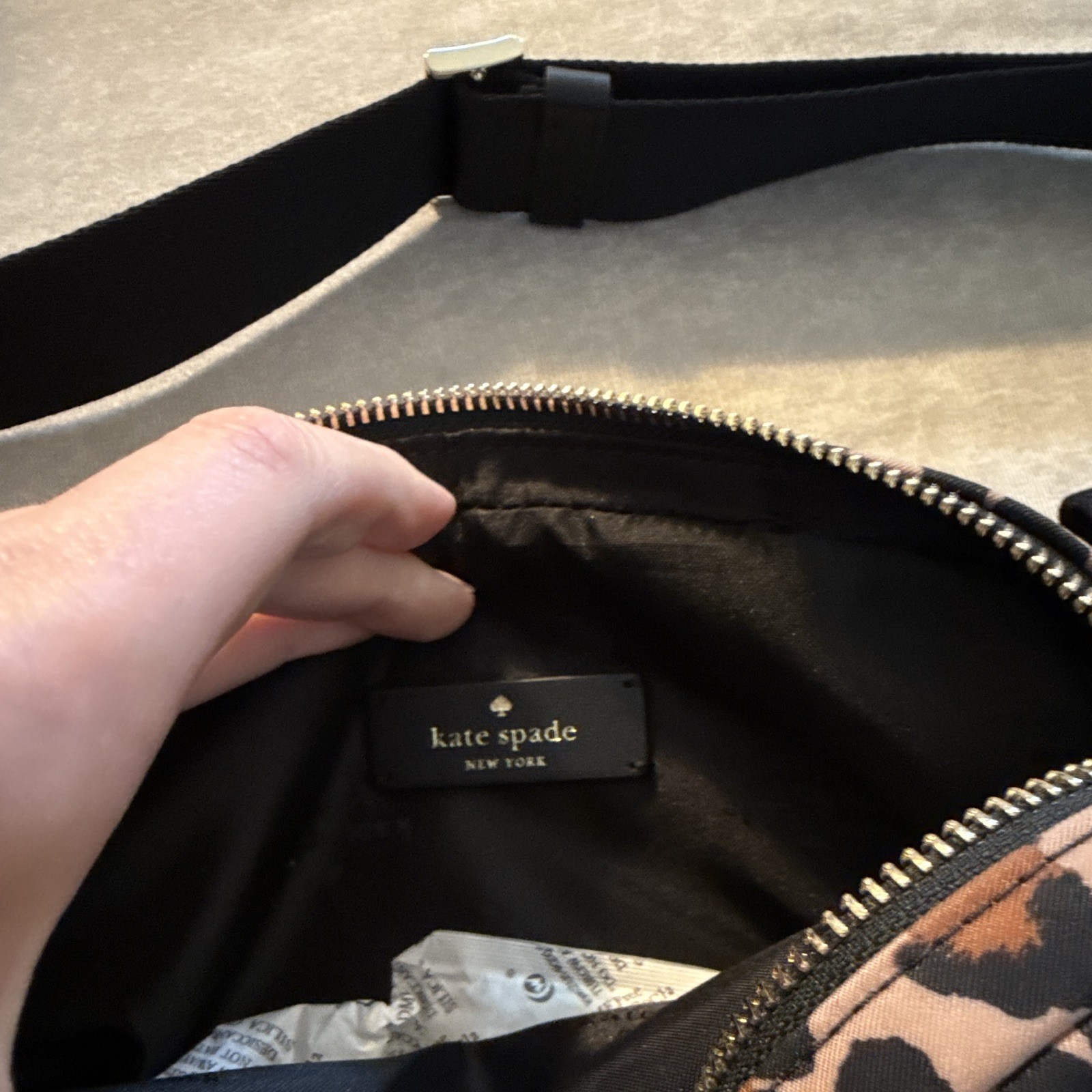 kate spade new york Leopard Print Zip Waist Pack Medium 5L Adjustable Strap