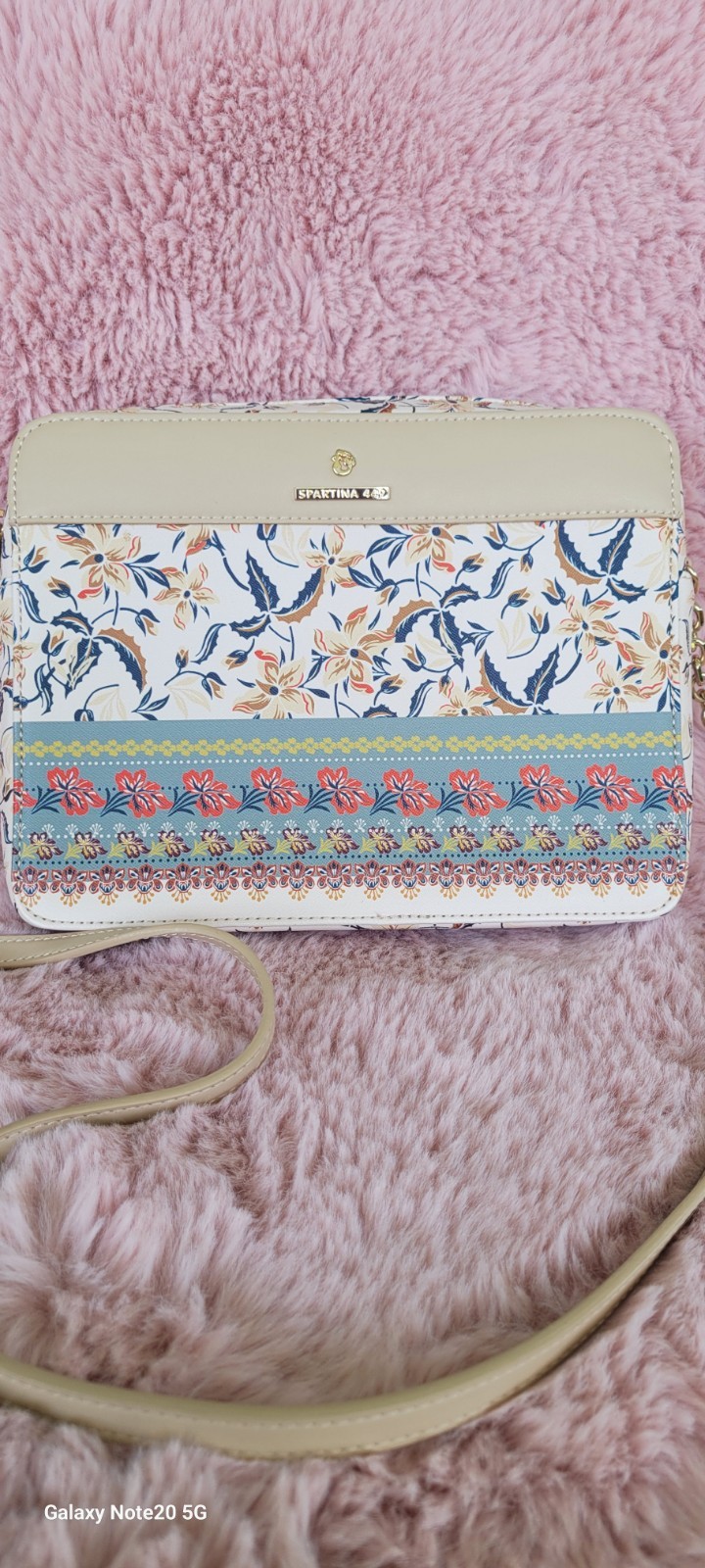 Spartina 449 Retreat Genevieve Crossbody Bag Floral Design Leather Trim NWOT