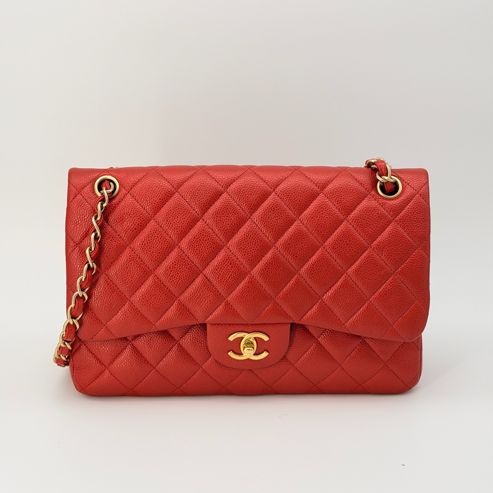 CHANEL Caviar Quilted Jumbo Flap in Orange