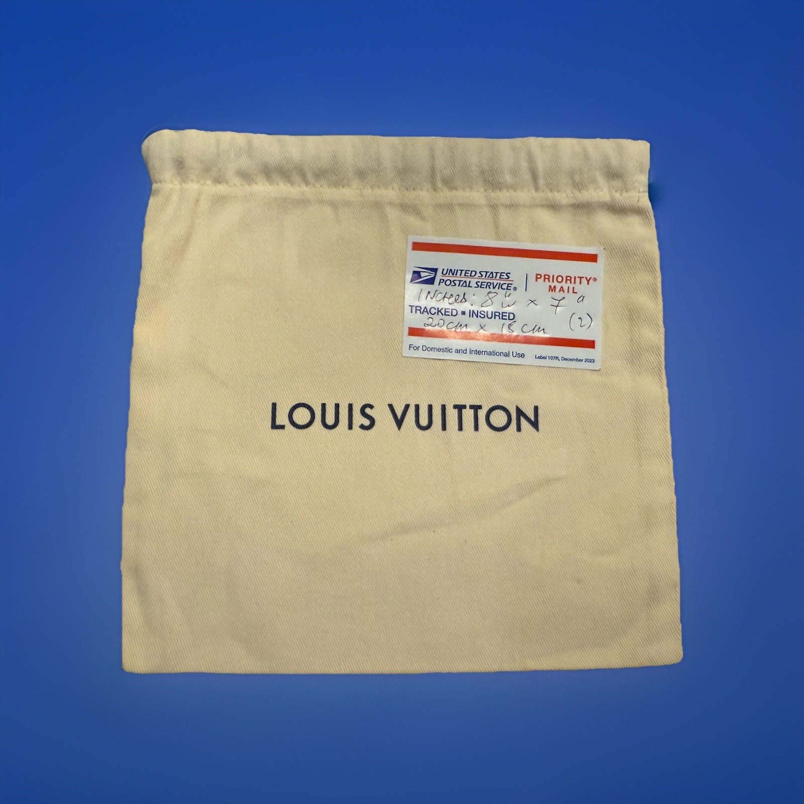 Louis Vuitton DustBag 8″ FOR Belt Wallet Charm Jewelry Blu Drawstring Duster NEW