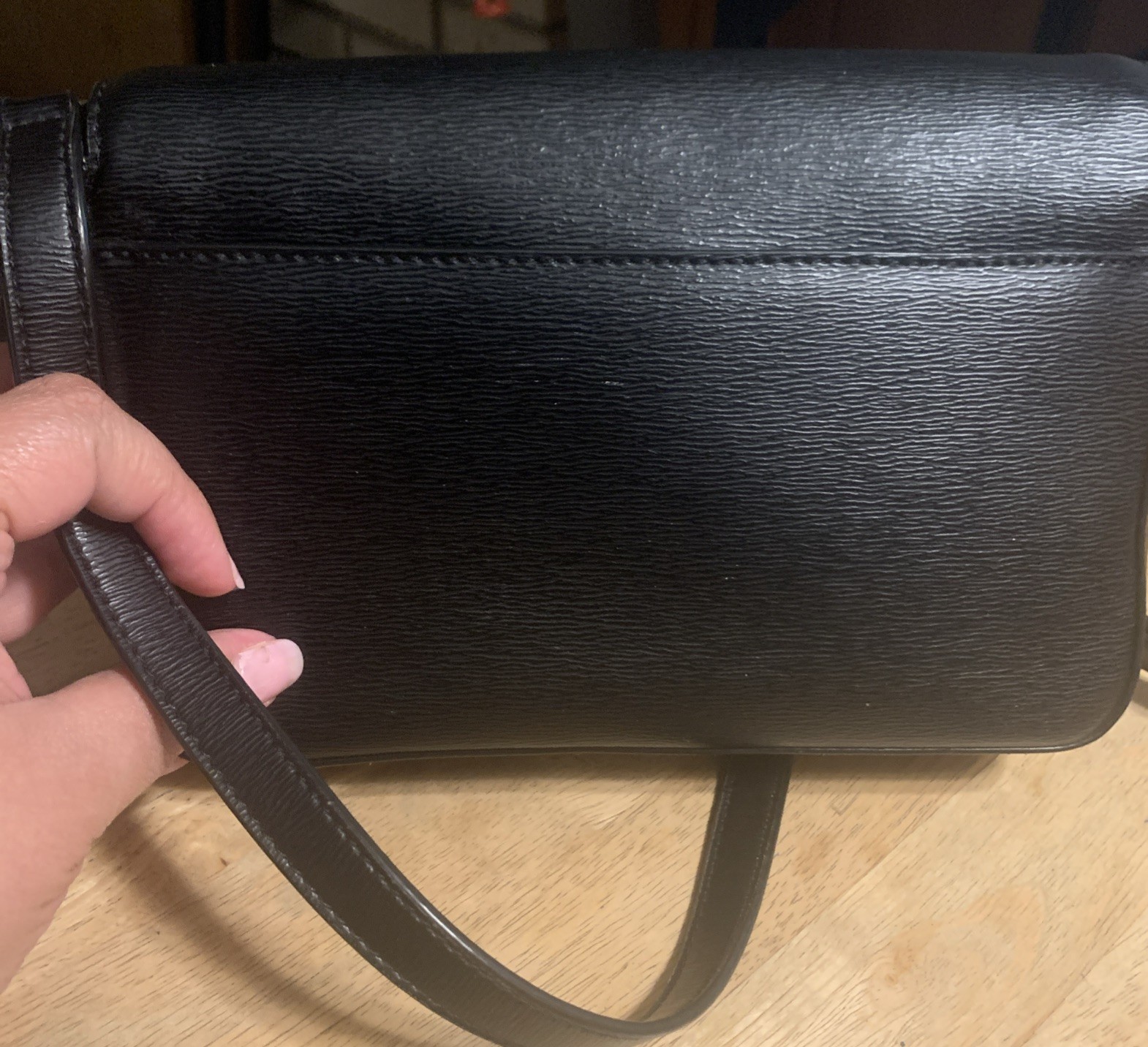 DKNY Black Shoulder Bag Strap Flap Magnetic Closure Gold Hardware Pre Owned