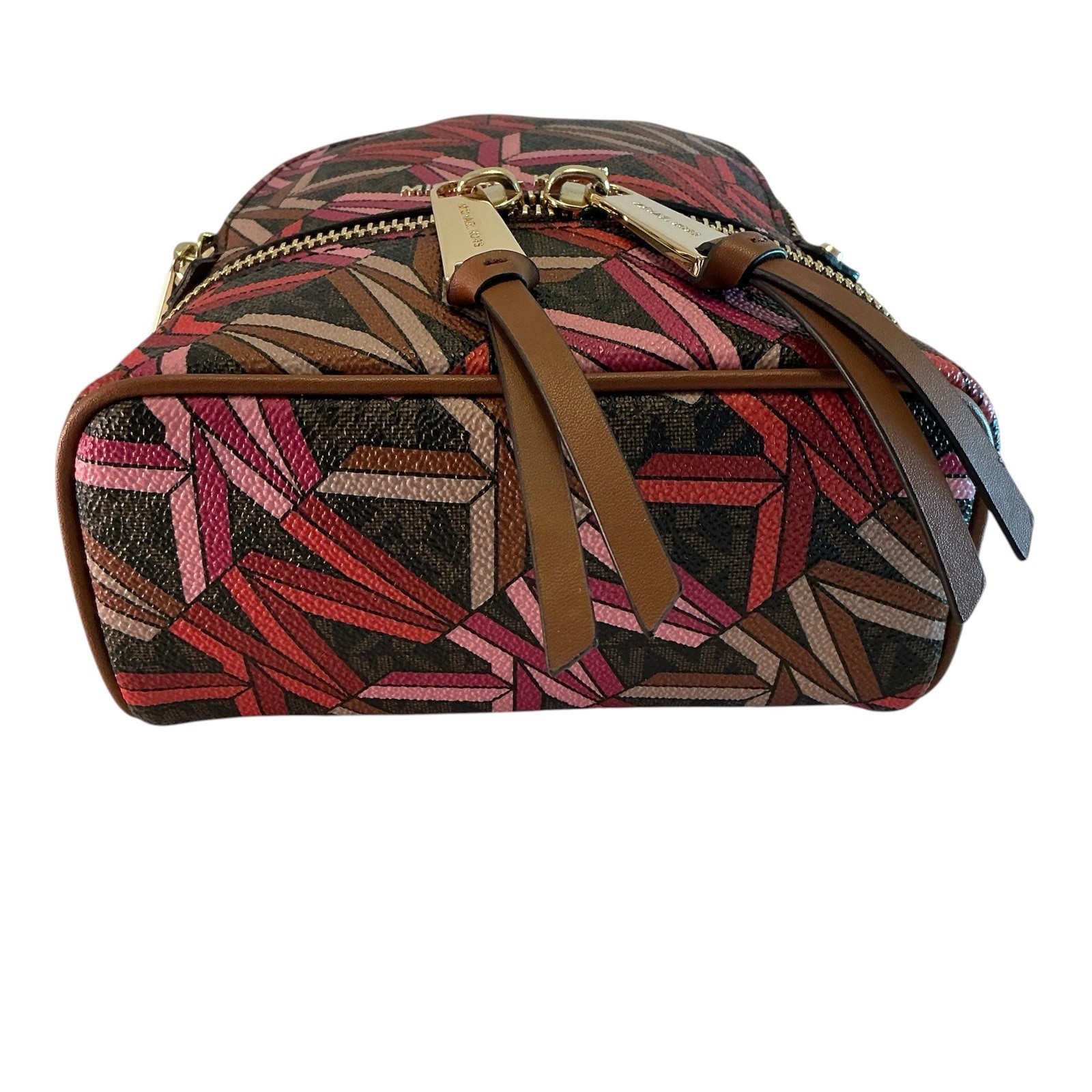 Michael Kors Rhea Zip Brown, Pink, Convertible XS Backpack, Detachable Straps