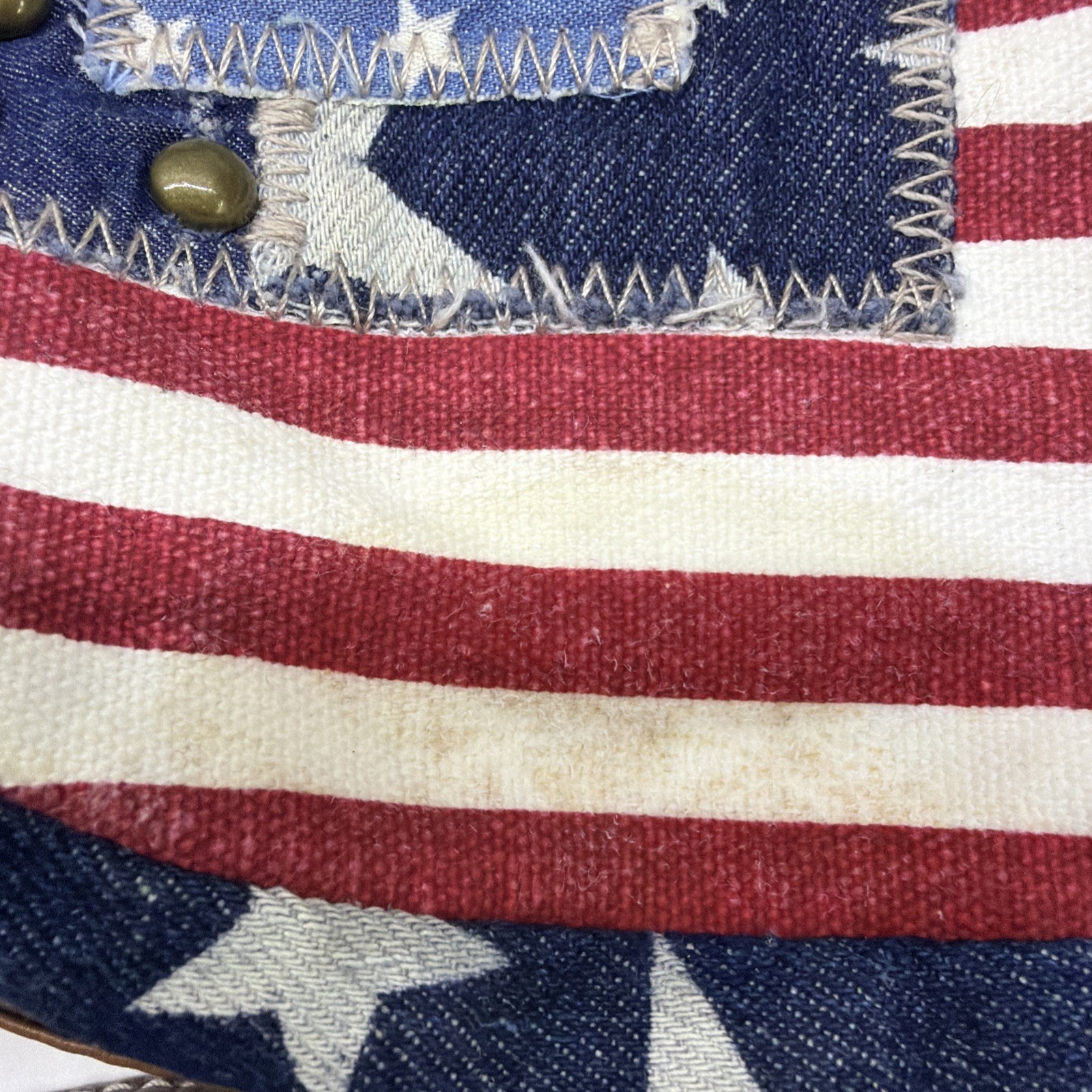 Unionbay American Flag Shoulder Bag Red White Blue Brown Leather Stars 8×6