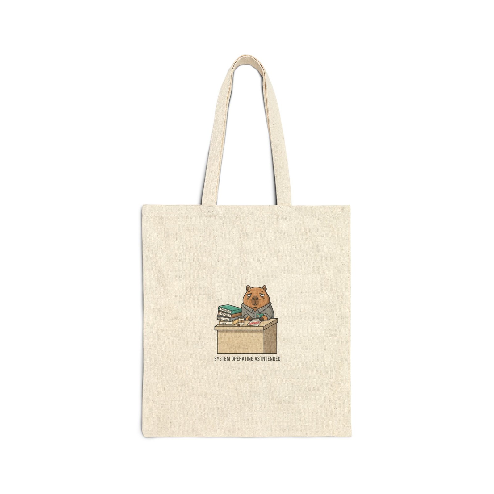 Office Hamster at Desk Tote | Unhinged Animal Bureaucracy, deadpan office humor