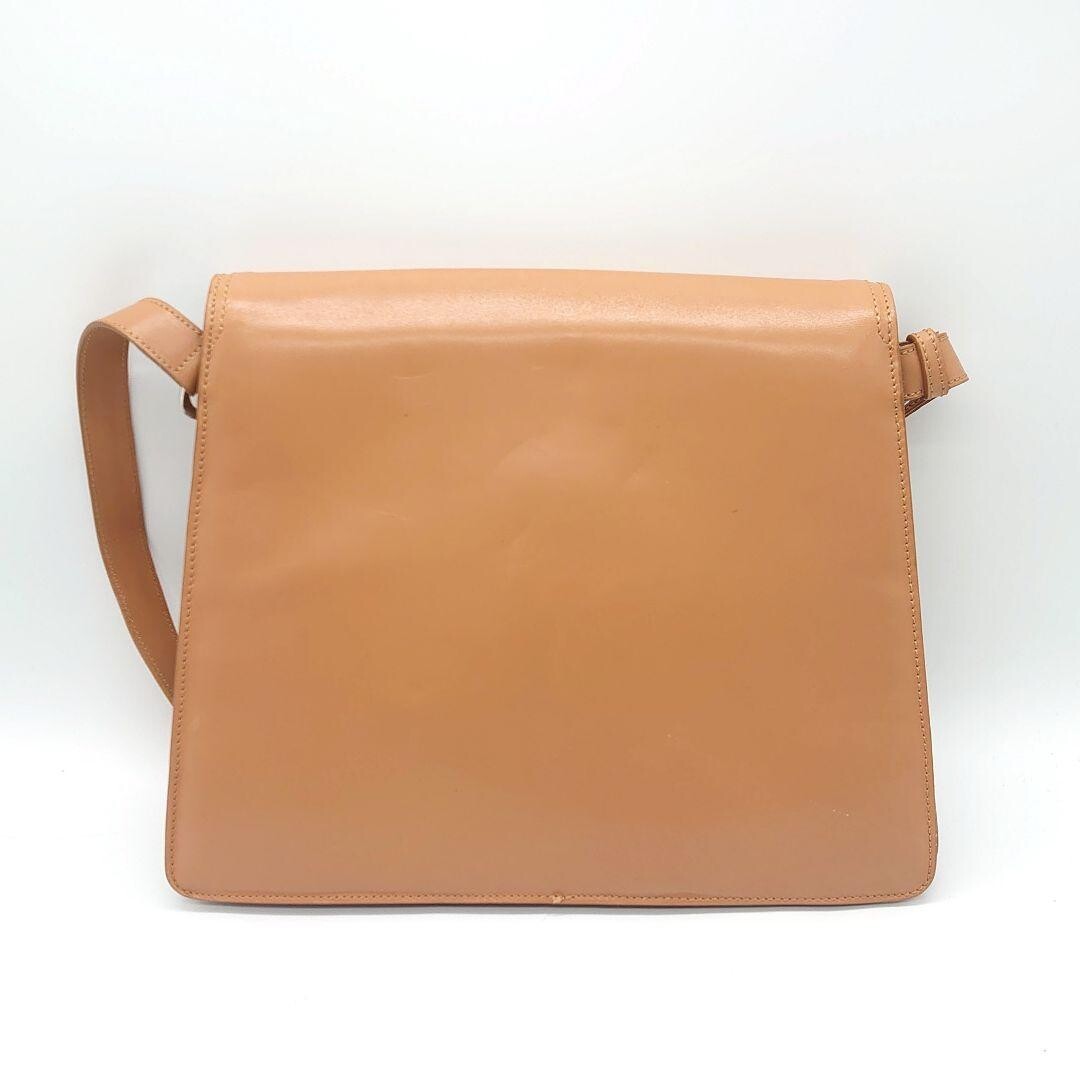 DOLCE&GABBANA Beige Leather Shoulder Bag Women Magnetic Snap Dust Bag 29.5cm