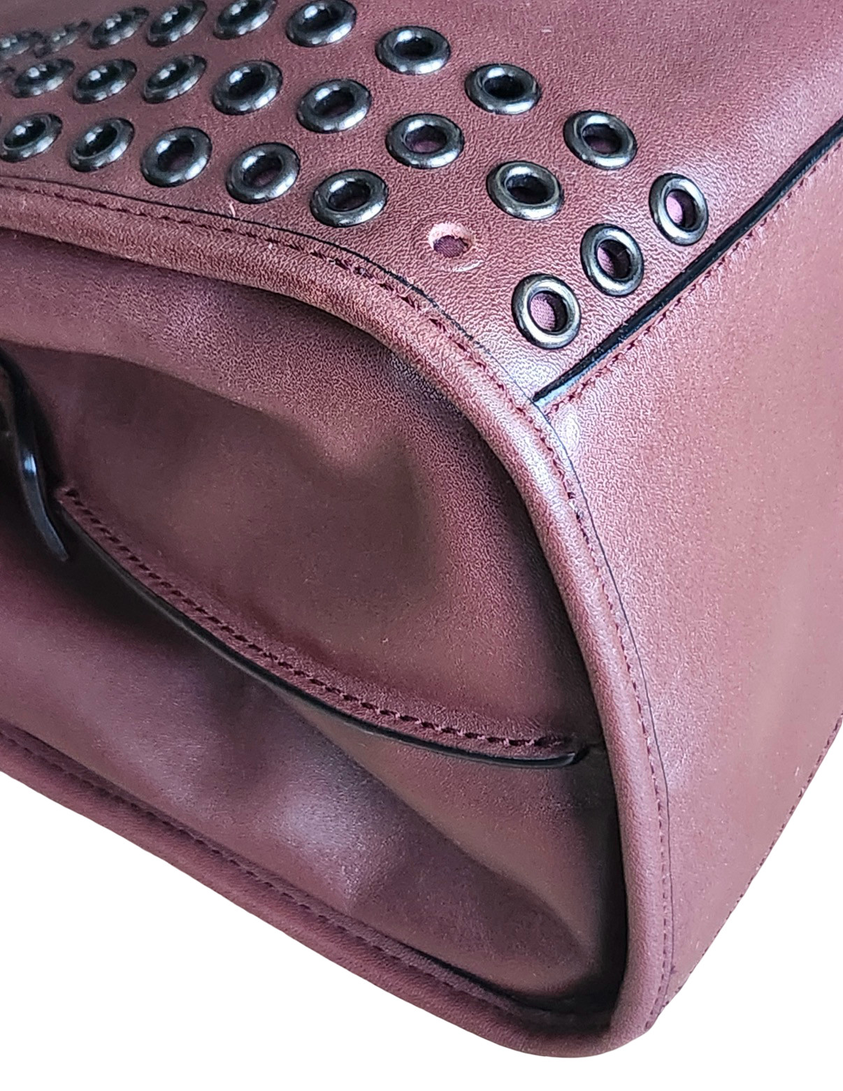 COACH MADISON CARLYLE LEATHER GROMMET SHOULDER BAG BRICK RED MAHOGANY #32401