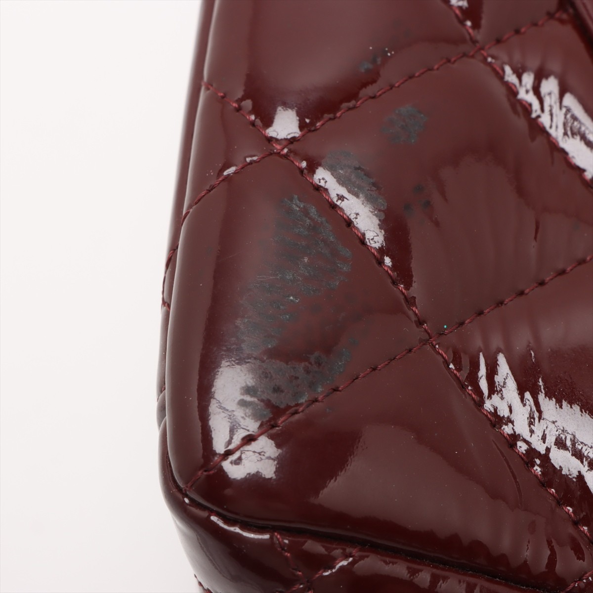 CHANEL Large Matelasse Patent Leather Bordeaux Gold Hardware Single Flap Double