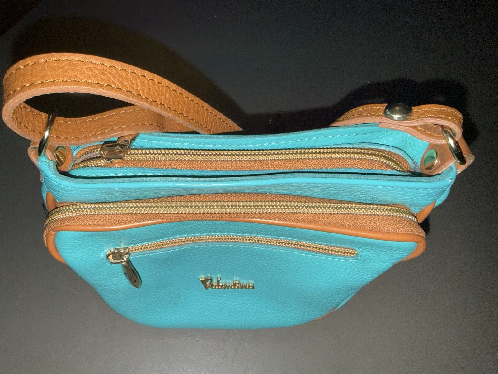 VALENTINA Genuine Leather Small Crossbody Purse Made In Italy style 1128
