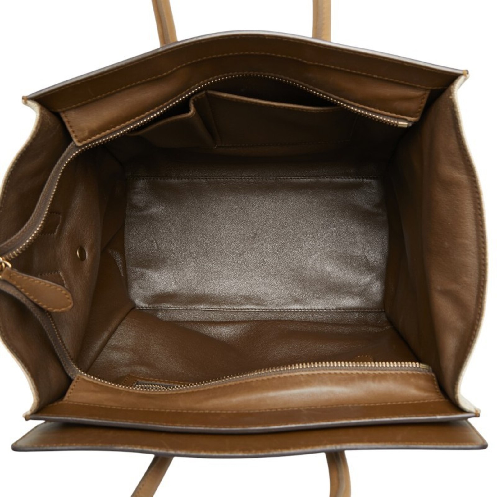 Celine Luggage Mini Shopper Handbag, Beige Brown Canvas Leather, W… GZl1i0cb