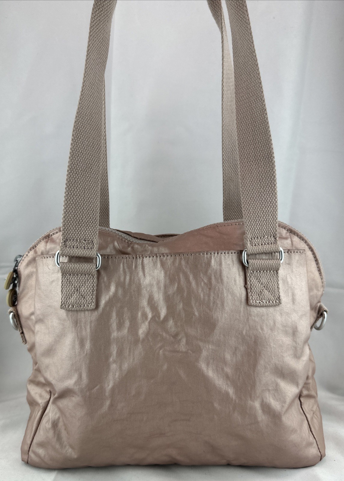 KIPLING Felicity Rose Gold Metallic Pink Purse Top Zipper Key Holder