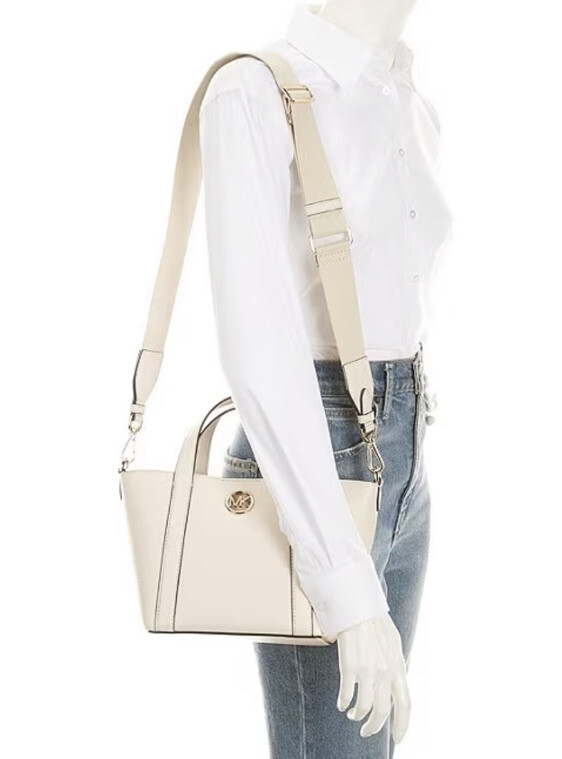 Michael Kors Hadleigh Small Leather Double Handle Tote Bag Color Light CreamNew