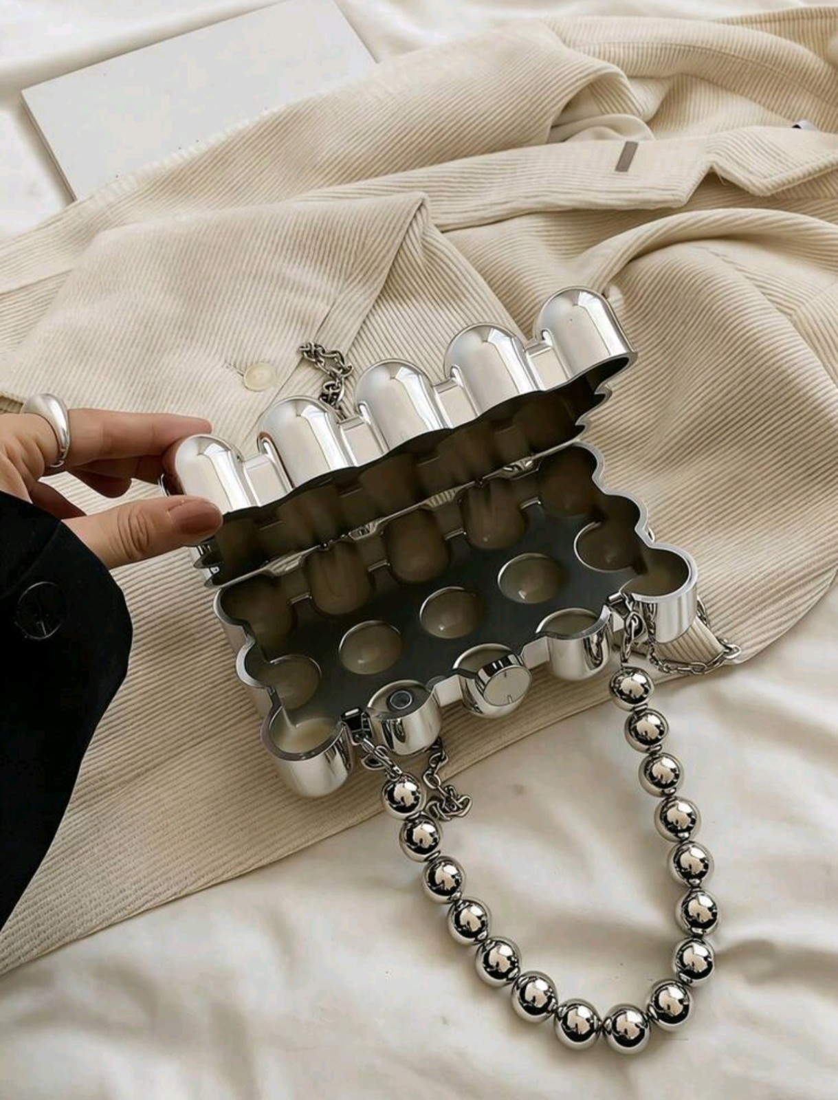 Luxury Mini Silver Acrylic Clutch Purse for Women Evening Crossbody Shoulder
