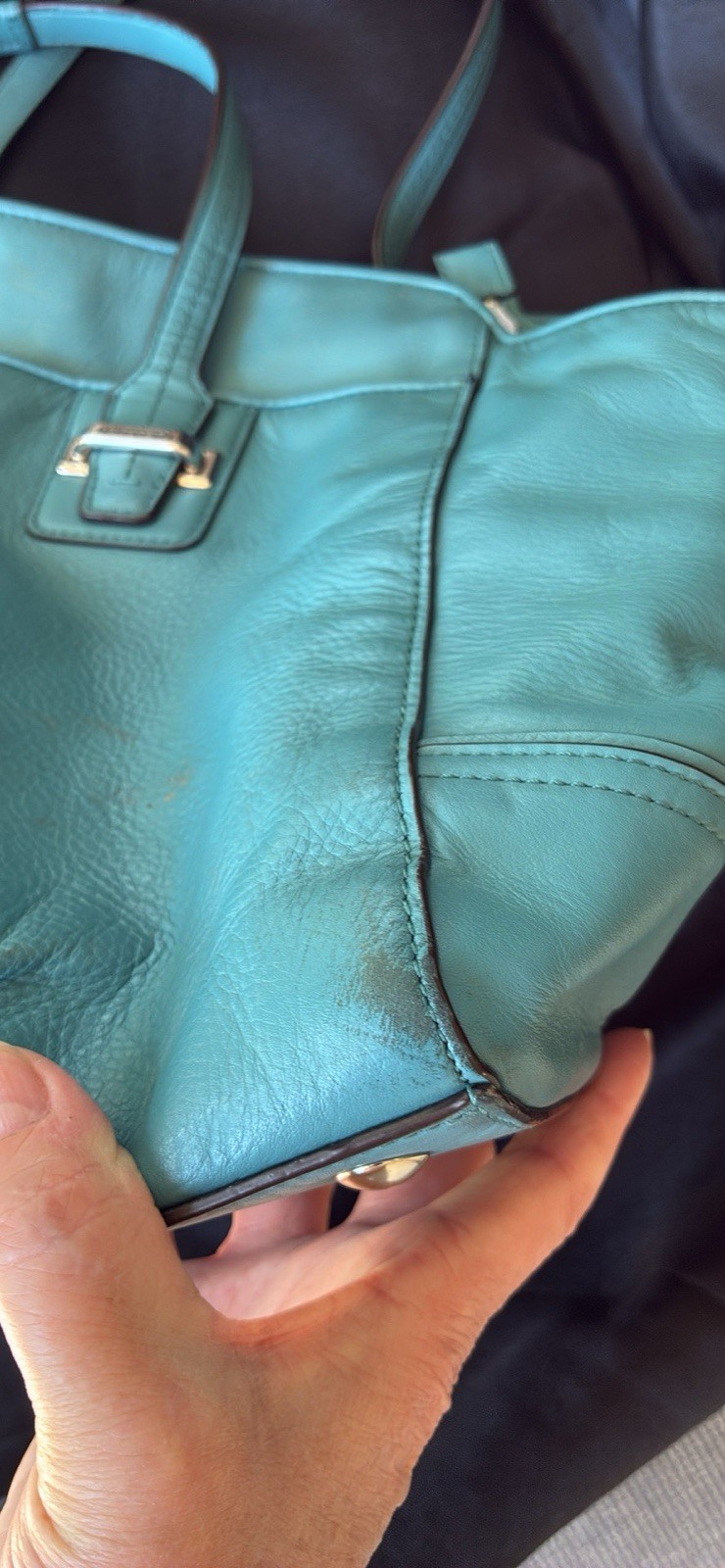 Coach Taylor Leather Alexis Blue Carryall Purse F25205