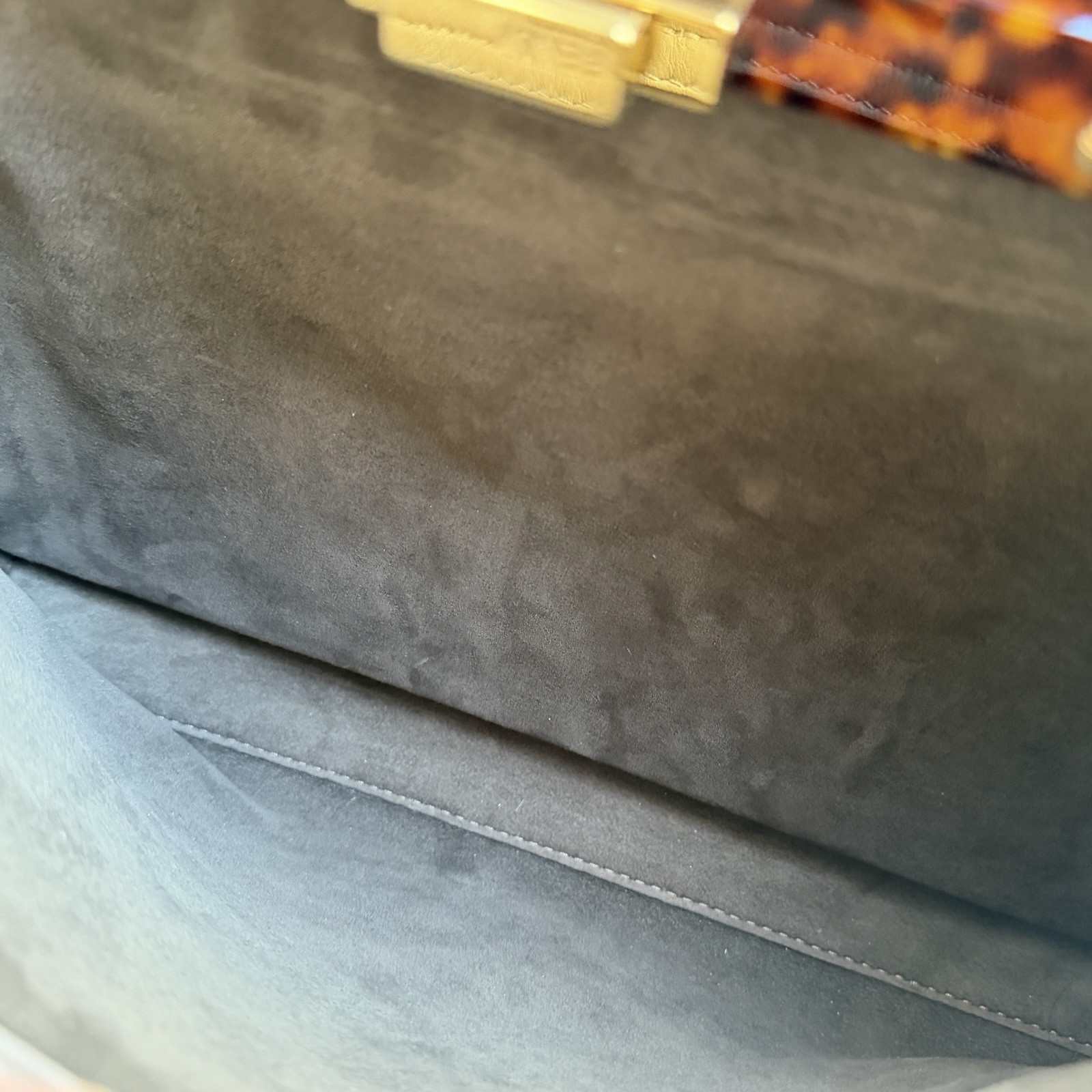 FENDI Peekaboo Medium Dove Gray Smooth Calfskin Leather Shoulder Bag 2WAY Auth