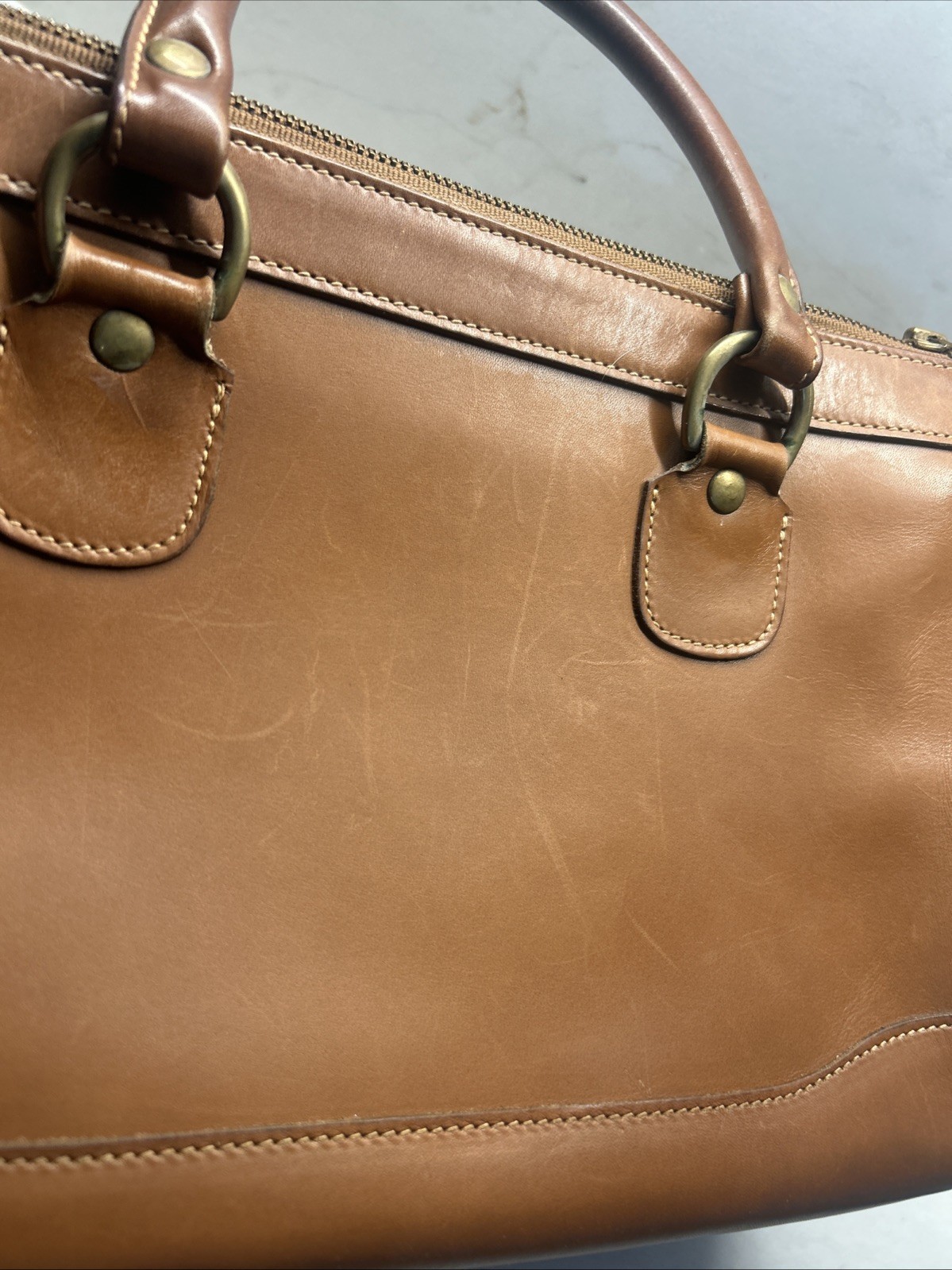 Vintage Ghurka No 16 The Keeper Tan Leather Satchel Bag Top Handle