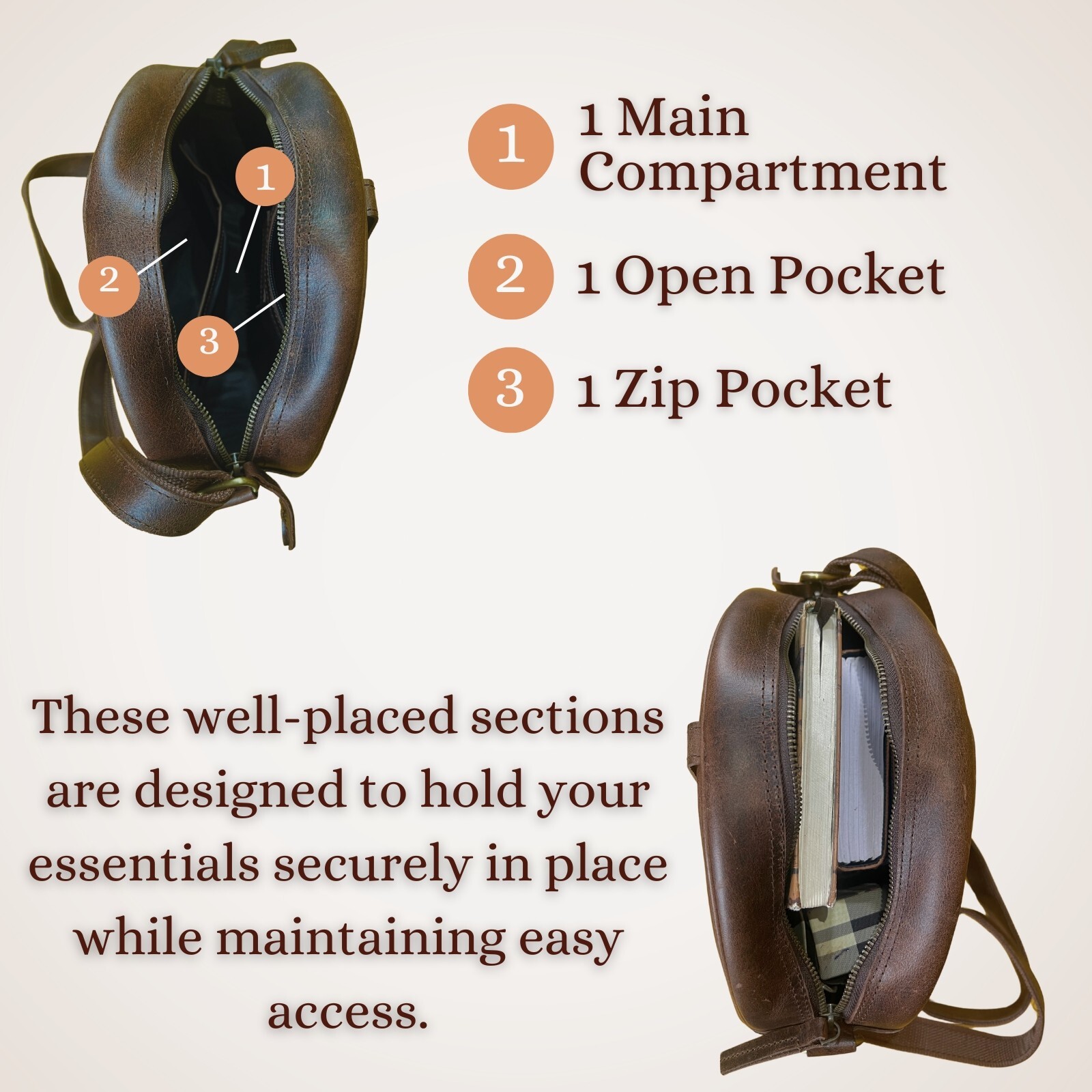 Ladies Buffalo Leather Round Hunter Crossbody Evening Shoulder Bag Circle…