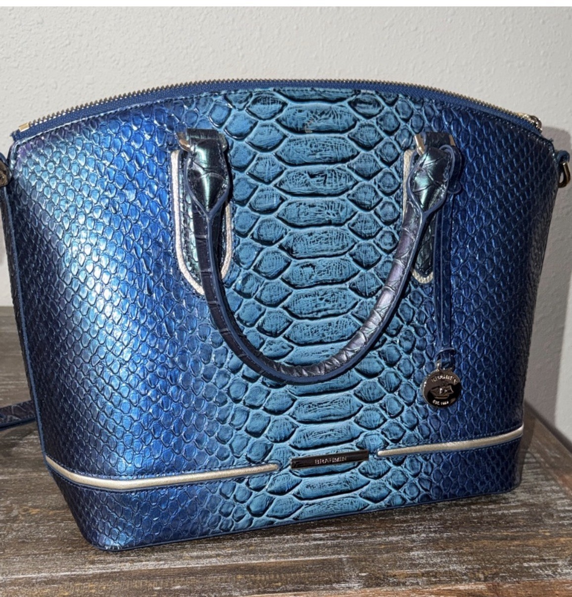 Brahmin Duxbury Croc Embossed Leather Satchel Handbag