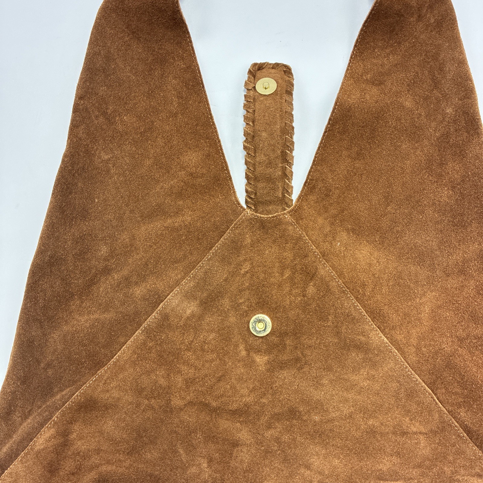 Haute Hippie 100% Suede Leather Chocolate Brown Triangle Hobo Bag